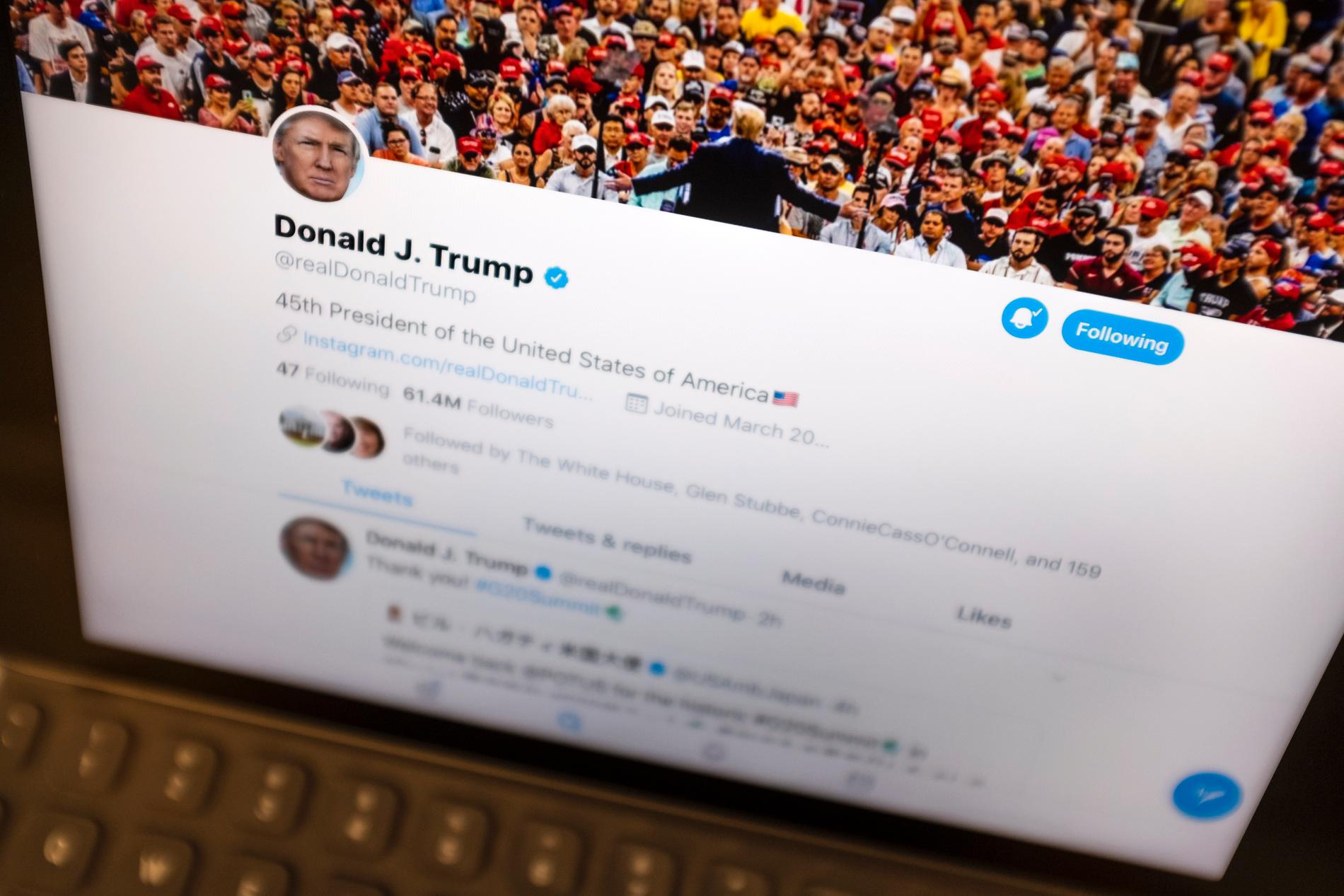 Donald Trumps Twittersida. Arkivbild.