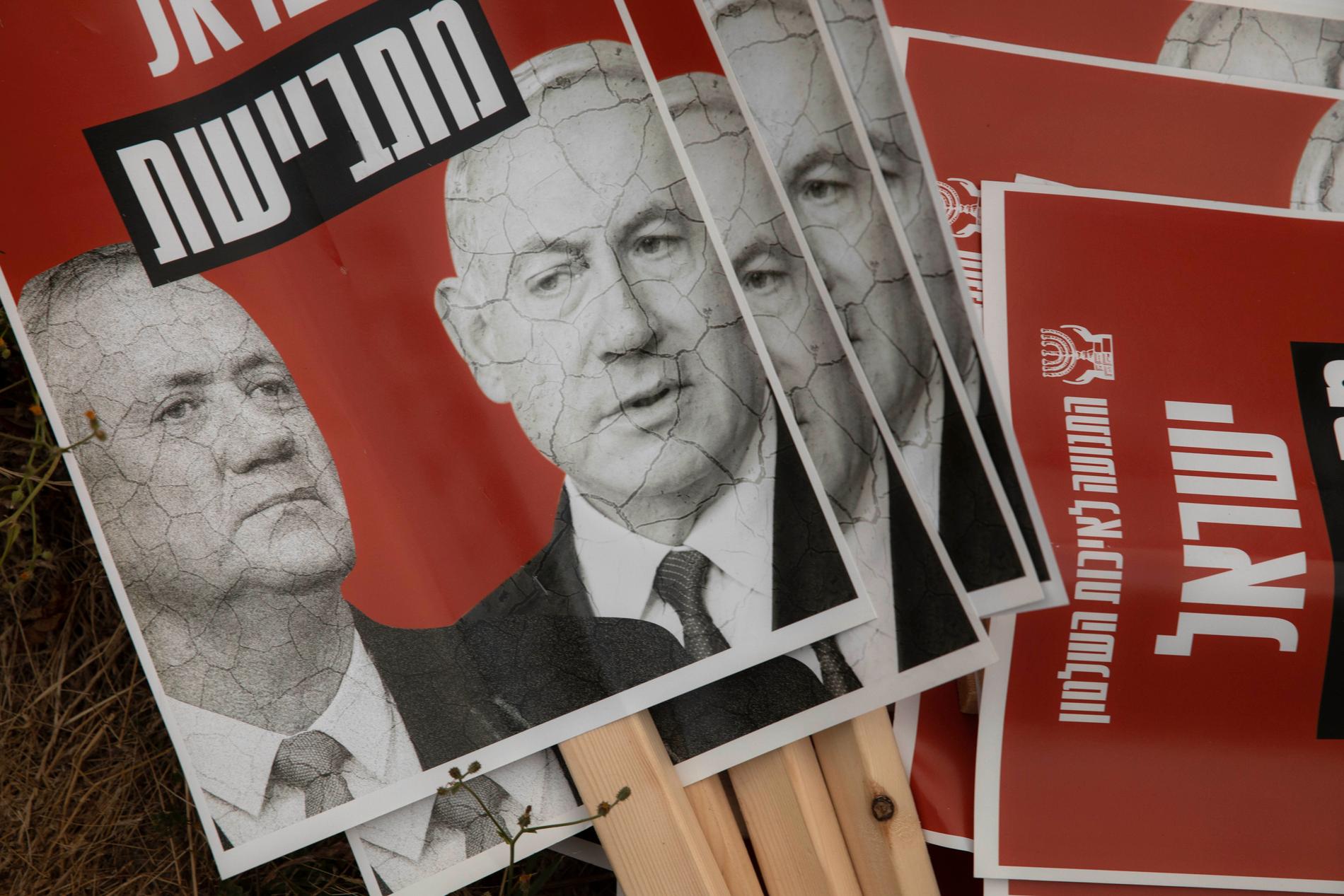 De forna fienderna Benjamin Netanyahu och Benny Gantz leder Israels nya samlingsregering.