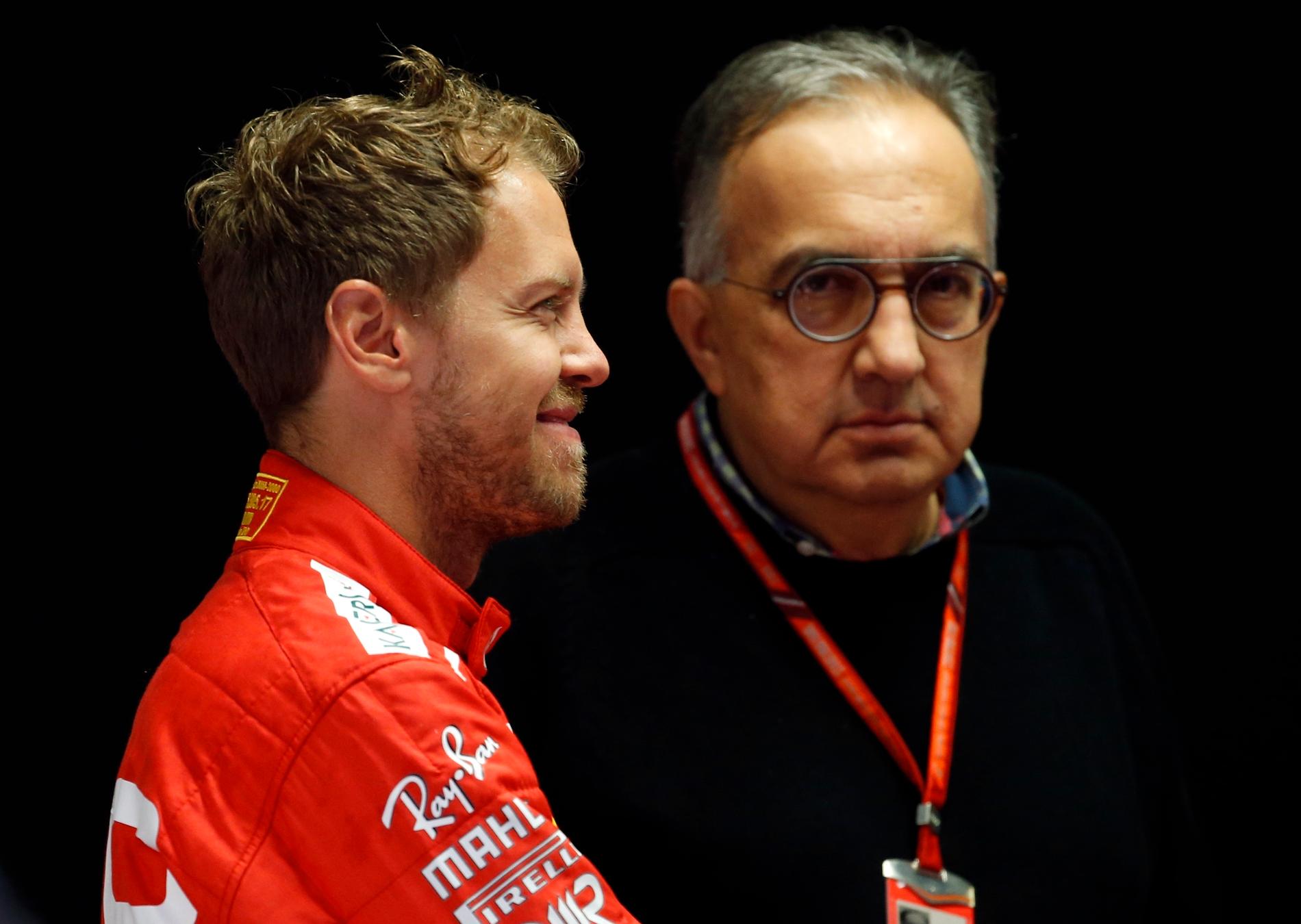 Sebastian Vettel och Ferrari-presidenten Sergio Marchionne.