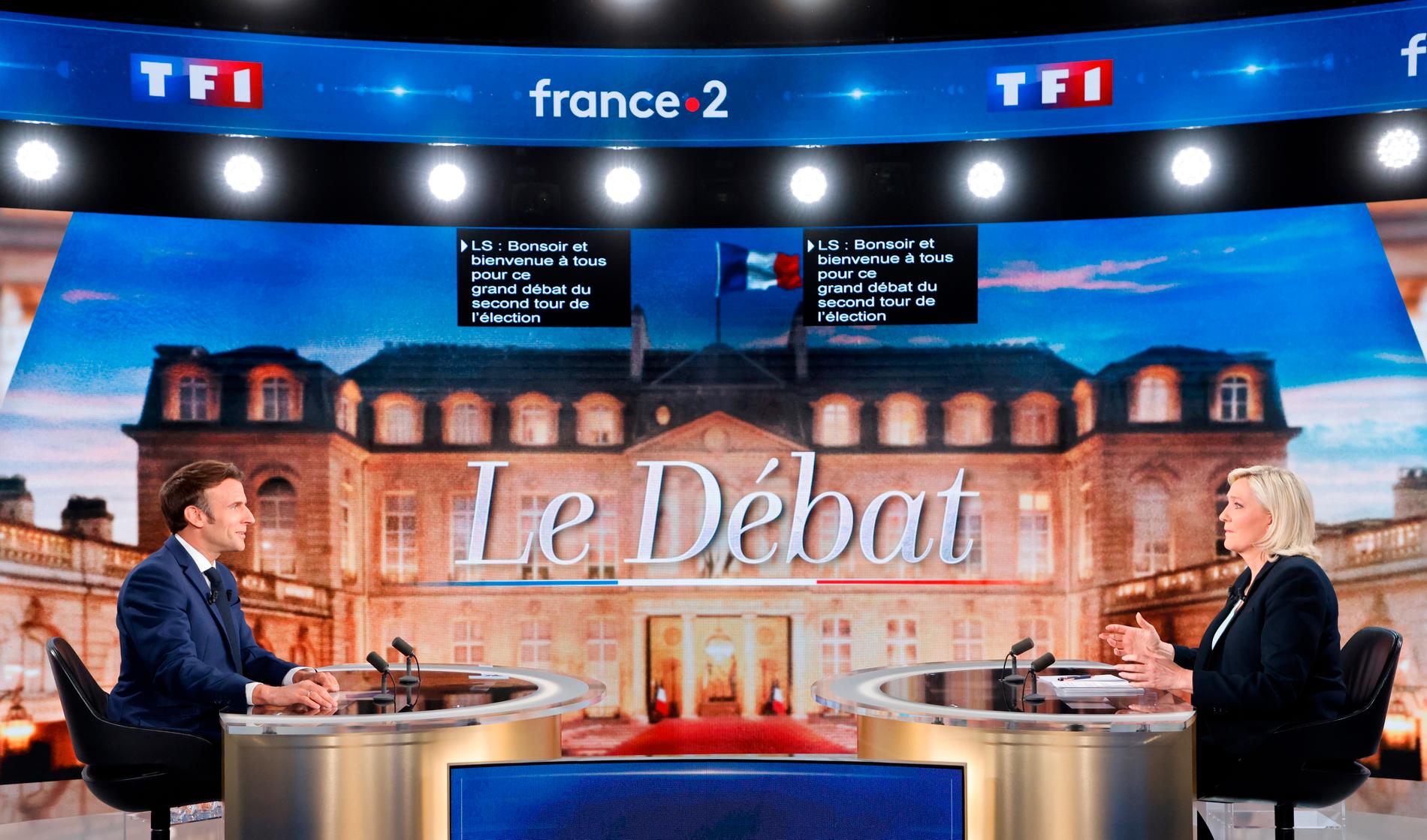 Macron och Le Pen i debatten.