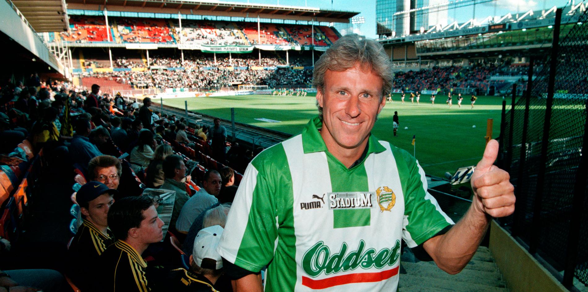 Björn Borg på Råsunda för att se derbyt mellan AIK-Hammarby 1998.