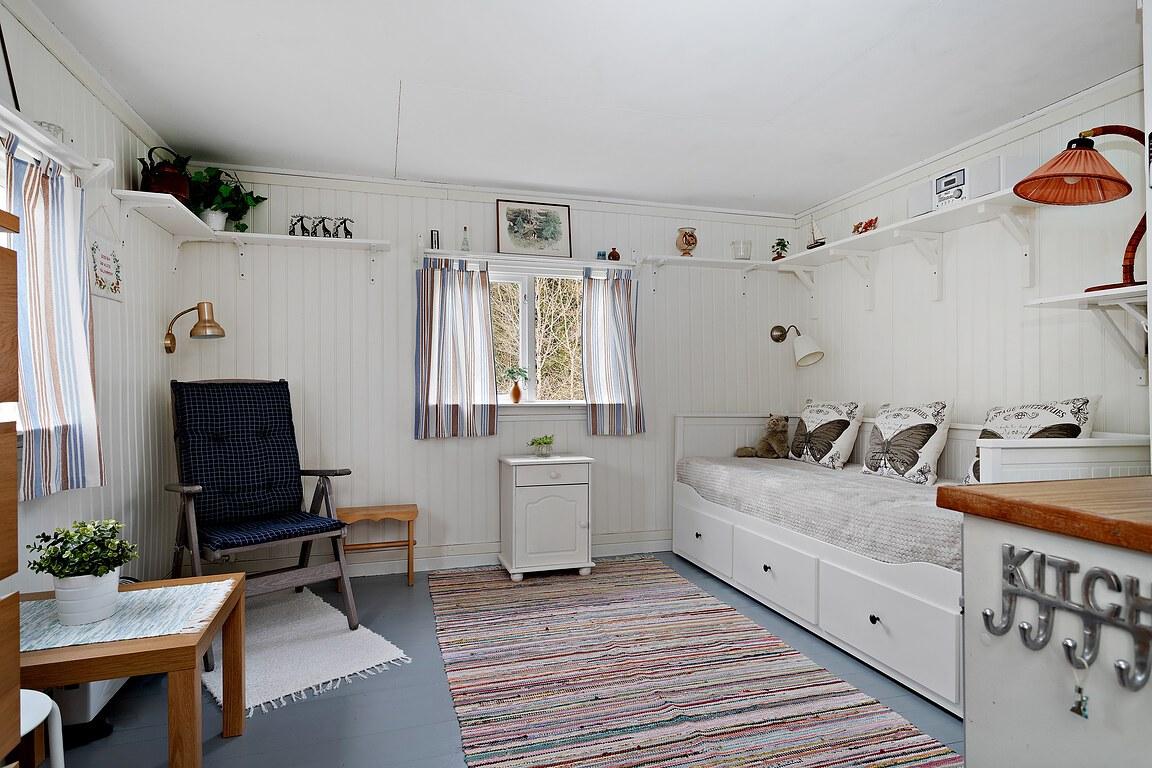 Sovrummet i stugan utanför Eskilstuna.