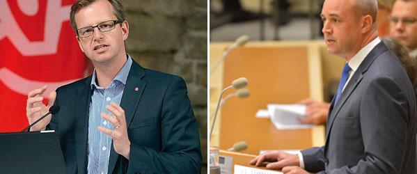 Möts i debatten Socialdemokraternas Mikael Damberg och Moderaternas Fredrik Reinbfeldt möts i riksdagens debatt i dag. Eftersom Stefan Löfven inte är invald riksdagsledamot får Damberg stå i talarstolen