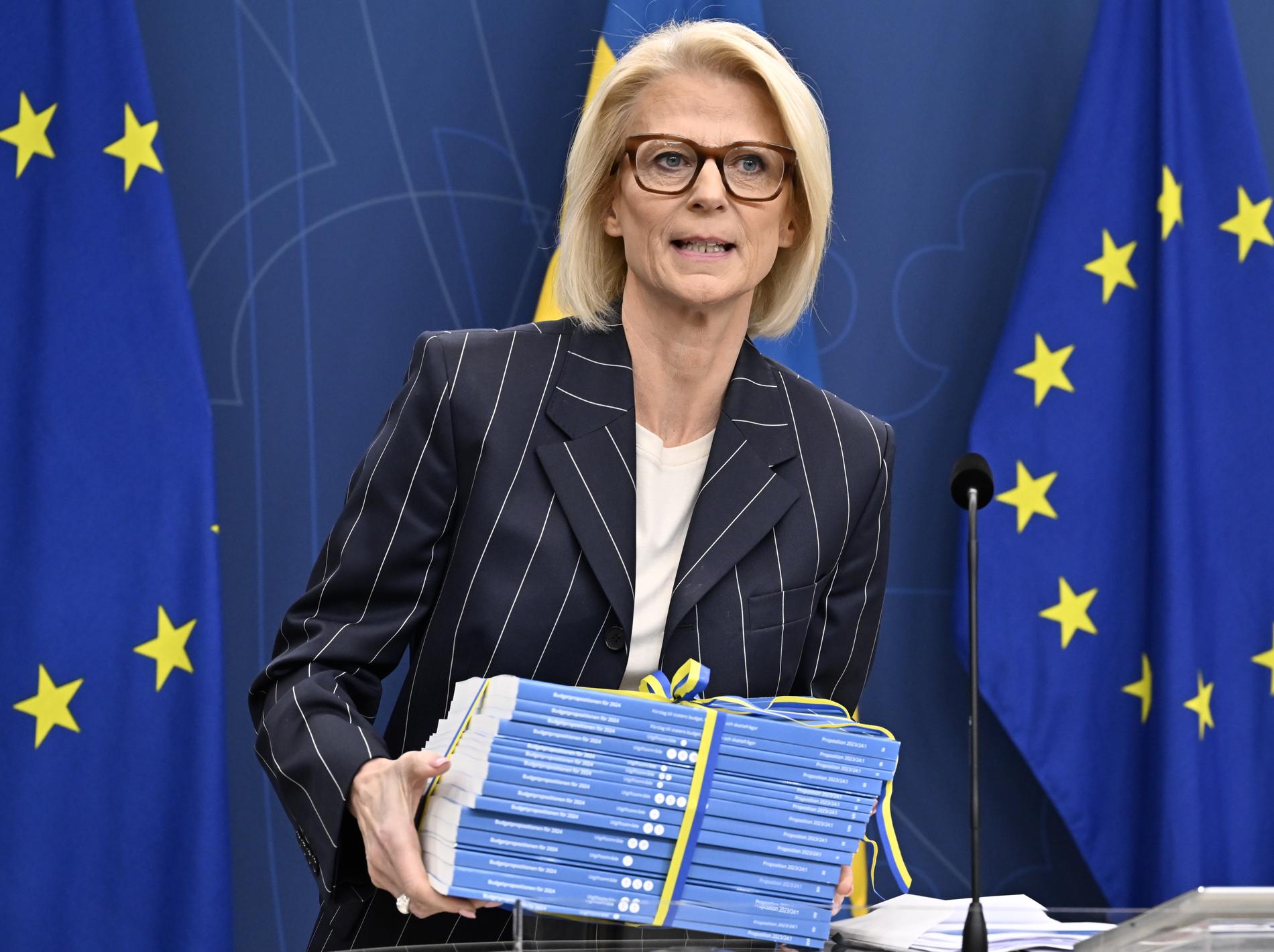 Finansminister Elisabeth Svantesson (M) lade nyligen fram regeringens budgetproposition för 2024 och höständringsbudgeten för 2023. Arkivbild.