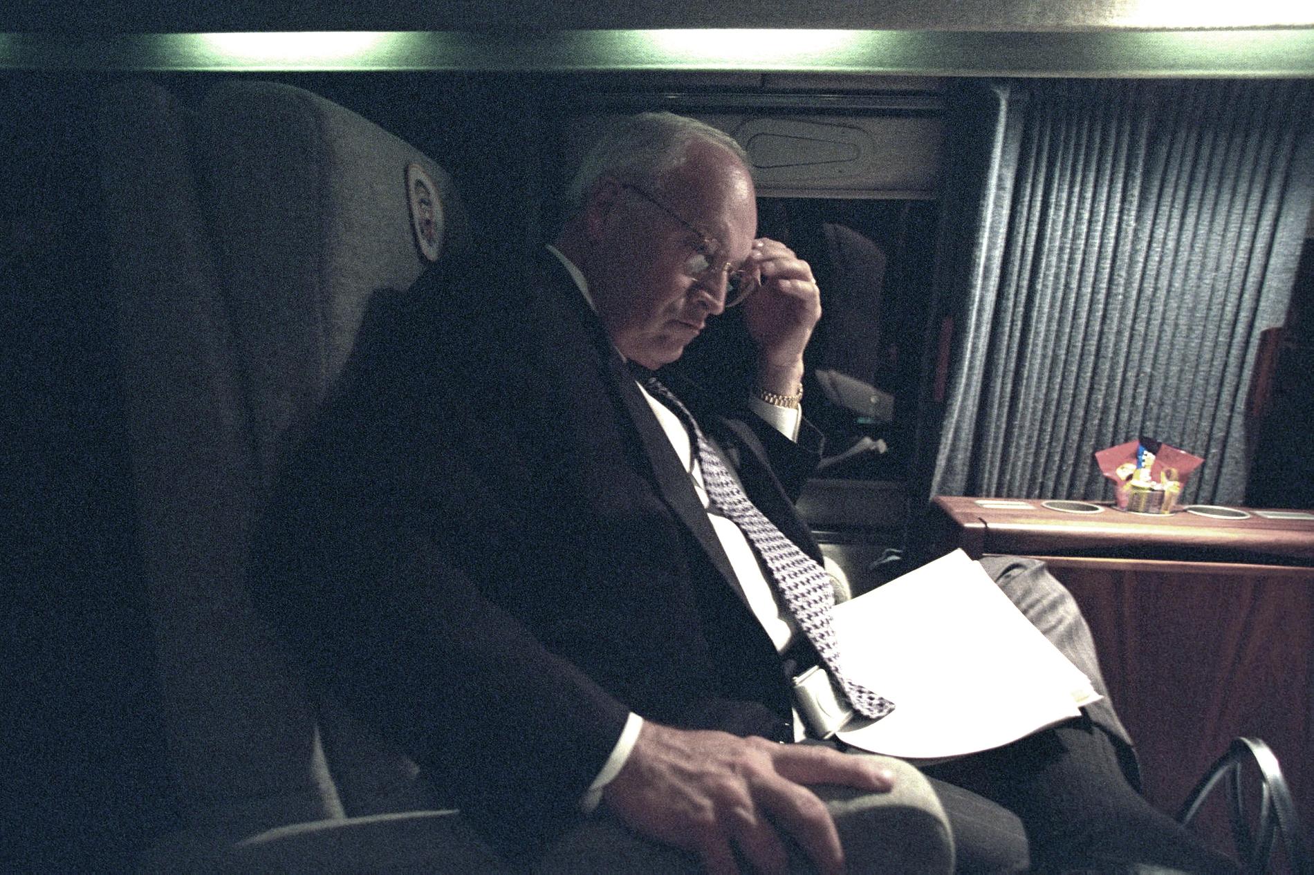 USA:s vicepresident Dick Cheney ombord på Marine Two.