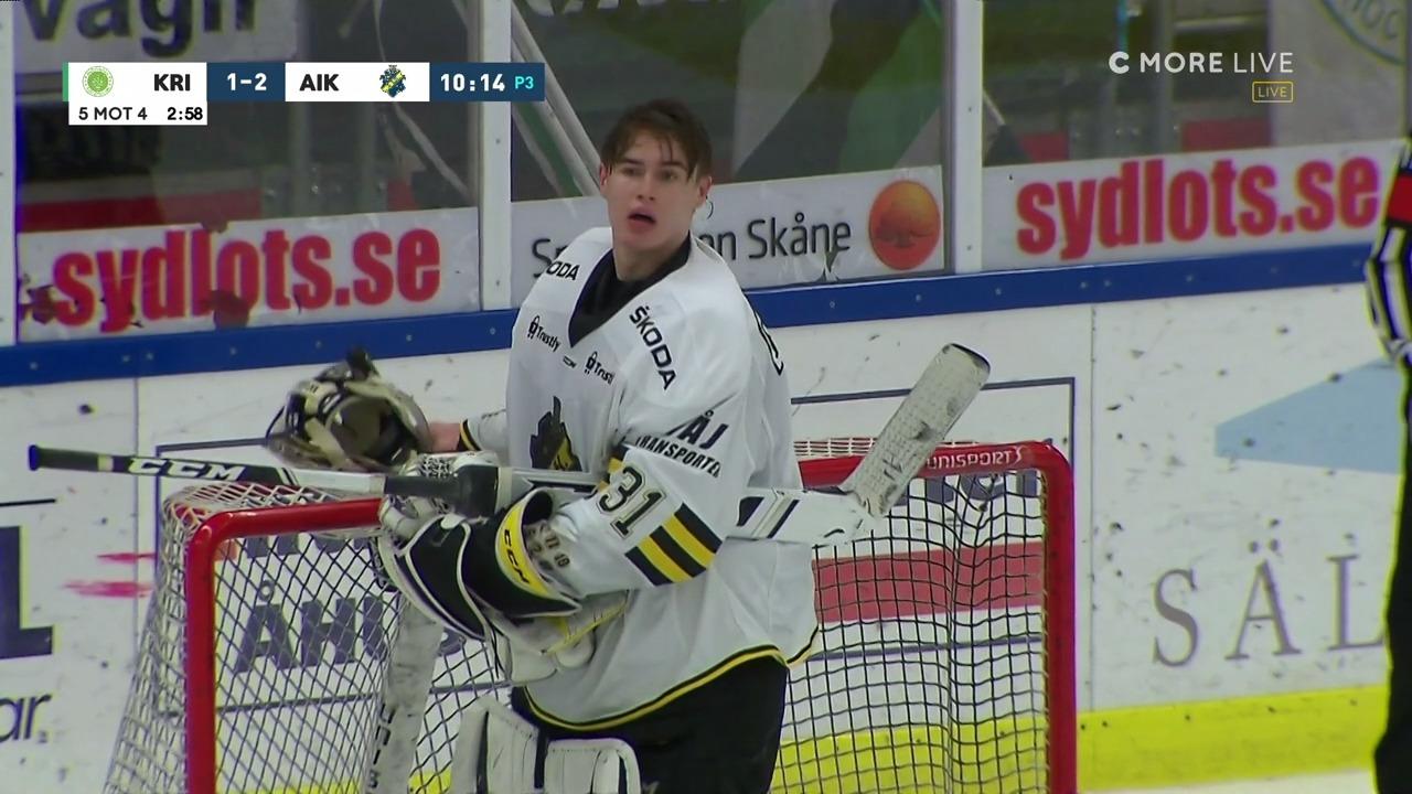 AIK:s  17-årige målvaktsdebutant Jesper Vikman som stoppade 33 av 34 skott.