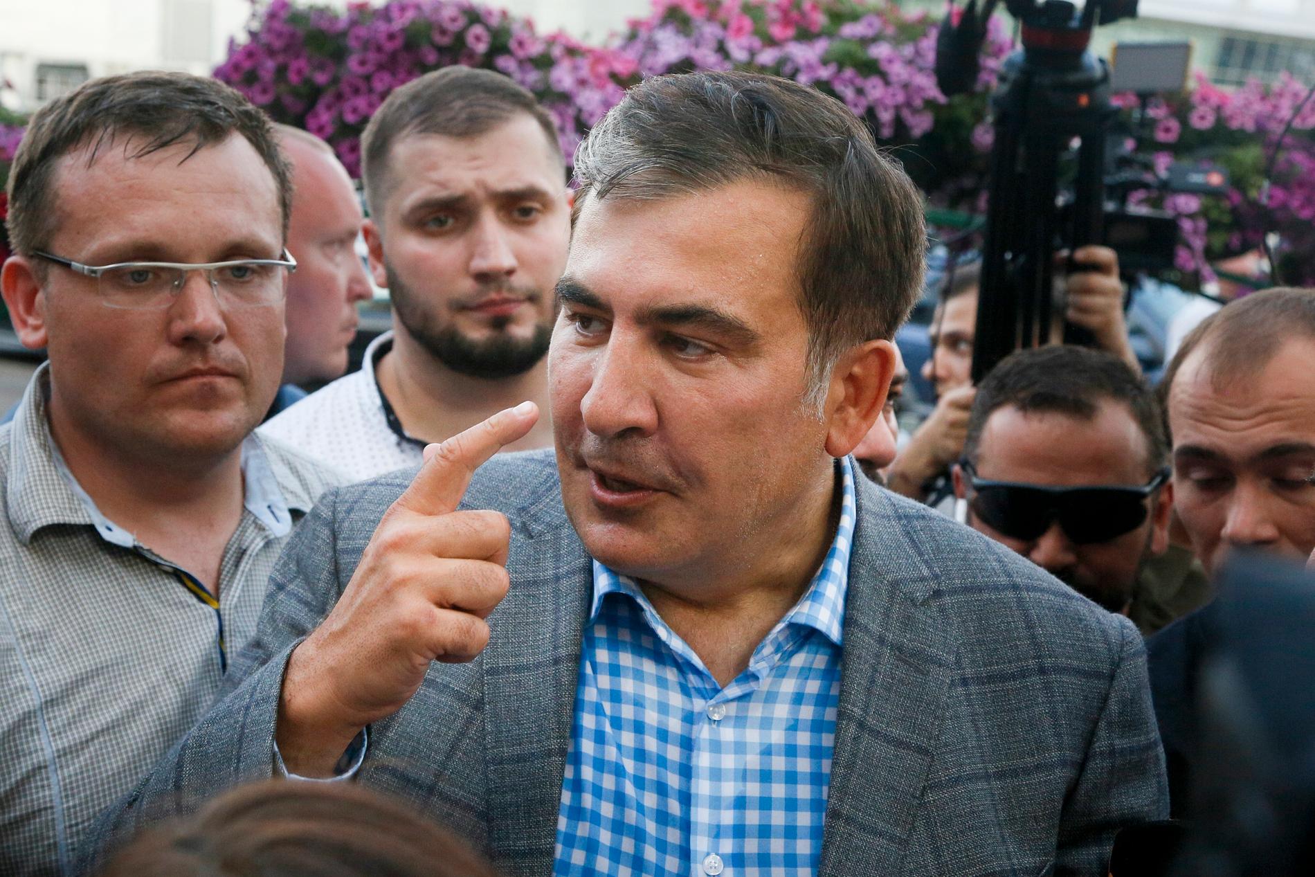 Georgiens expresident Micheil Saakasjvili för ett år sedan när han återvände till Ukraina. Arkivbild.