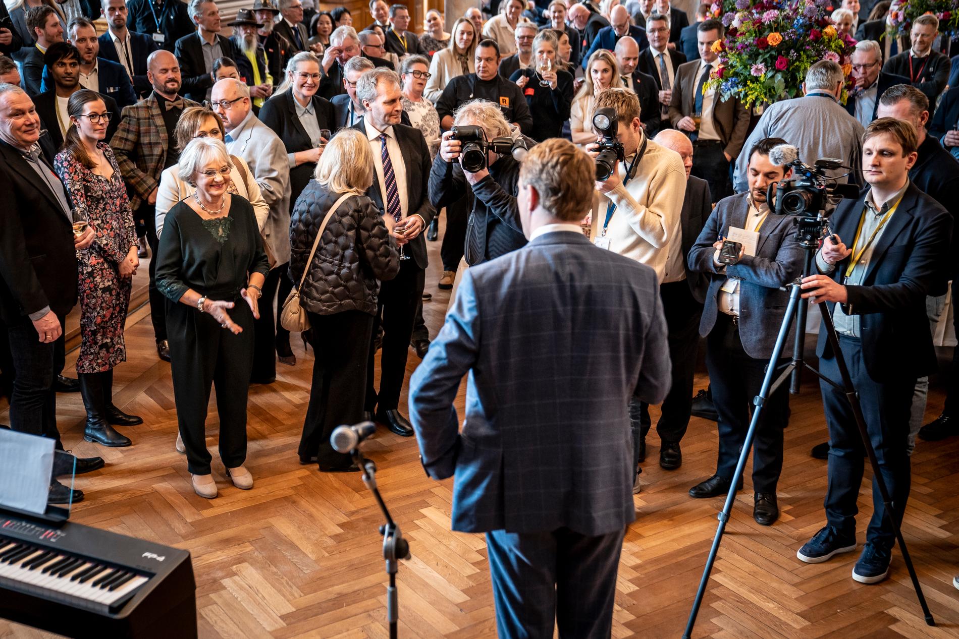Morten Messerschmidt framträder inför sina partikamrater i Christiansborg den 22 februari. Arkivbild.