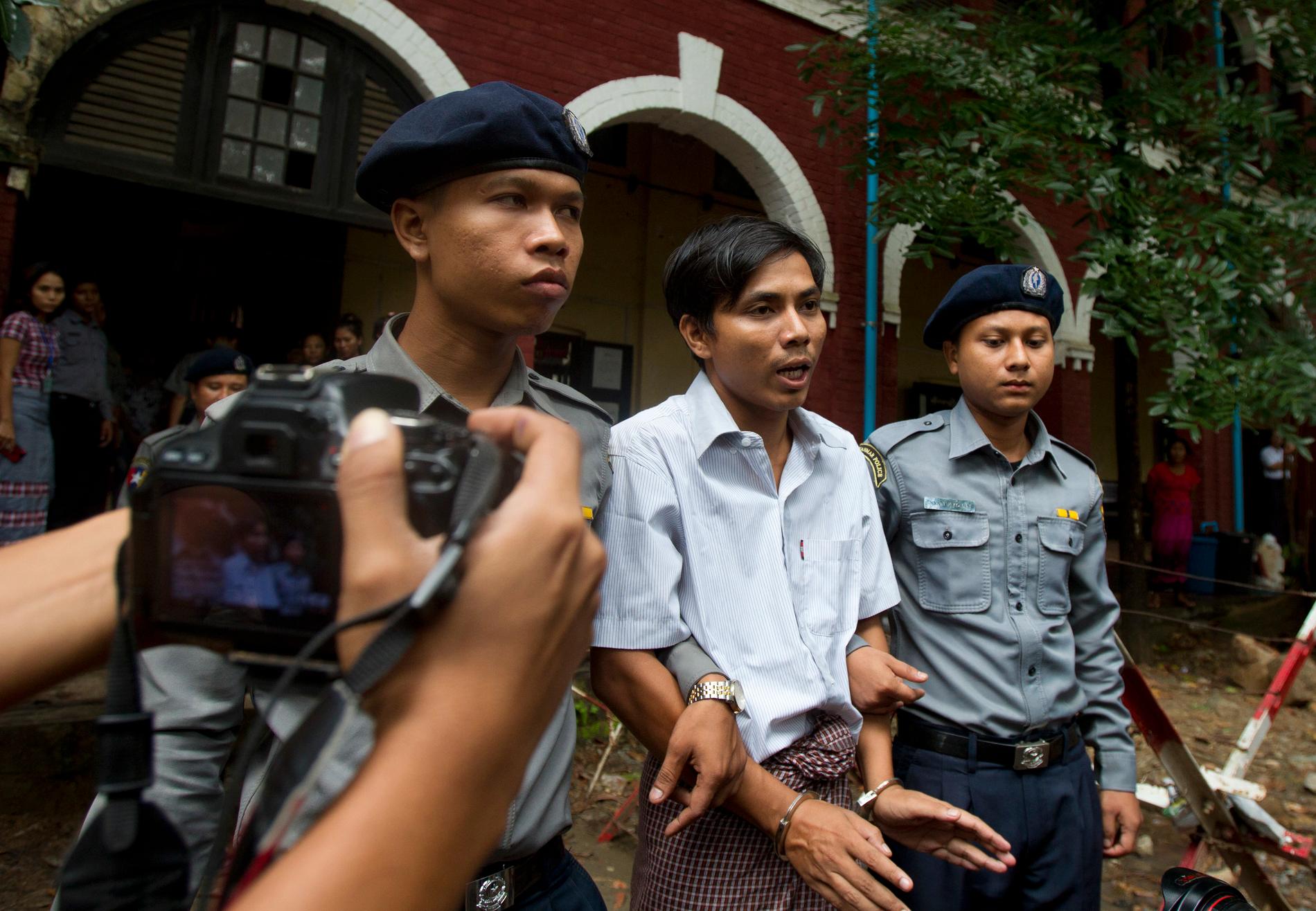 Kyaw Soe Oo vid en rättsförhandling i juli. Arkivbild.