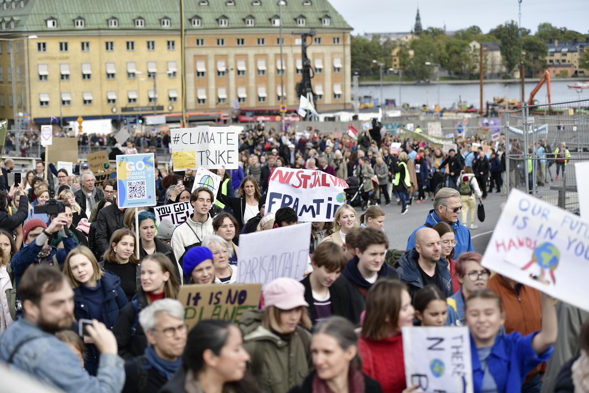 Skolstrejk på Mynttorget i Stockholm.