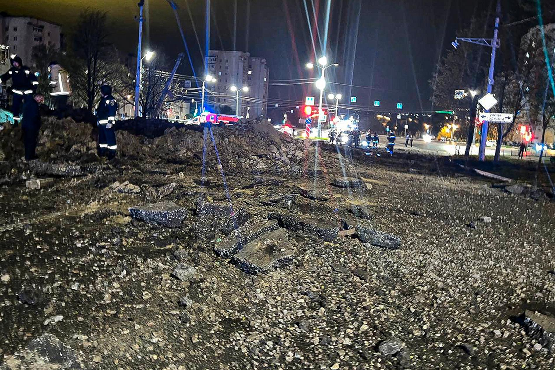 Stora skador efter explosionen i Belgorod. 