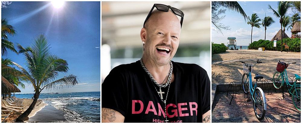 Tv-profilen och stylisten Jonas Hallberg lever flipflop-drömmen i mexikanska Playa del Carmen. 