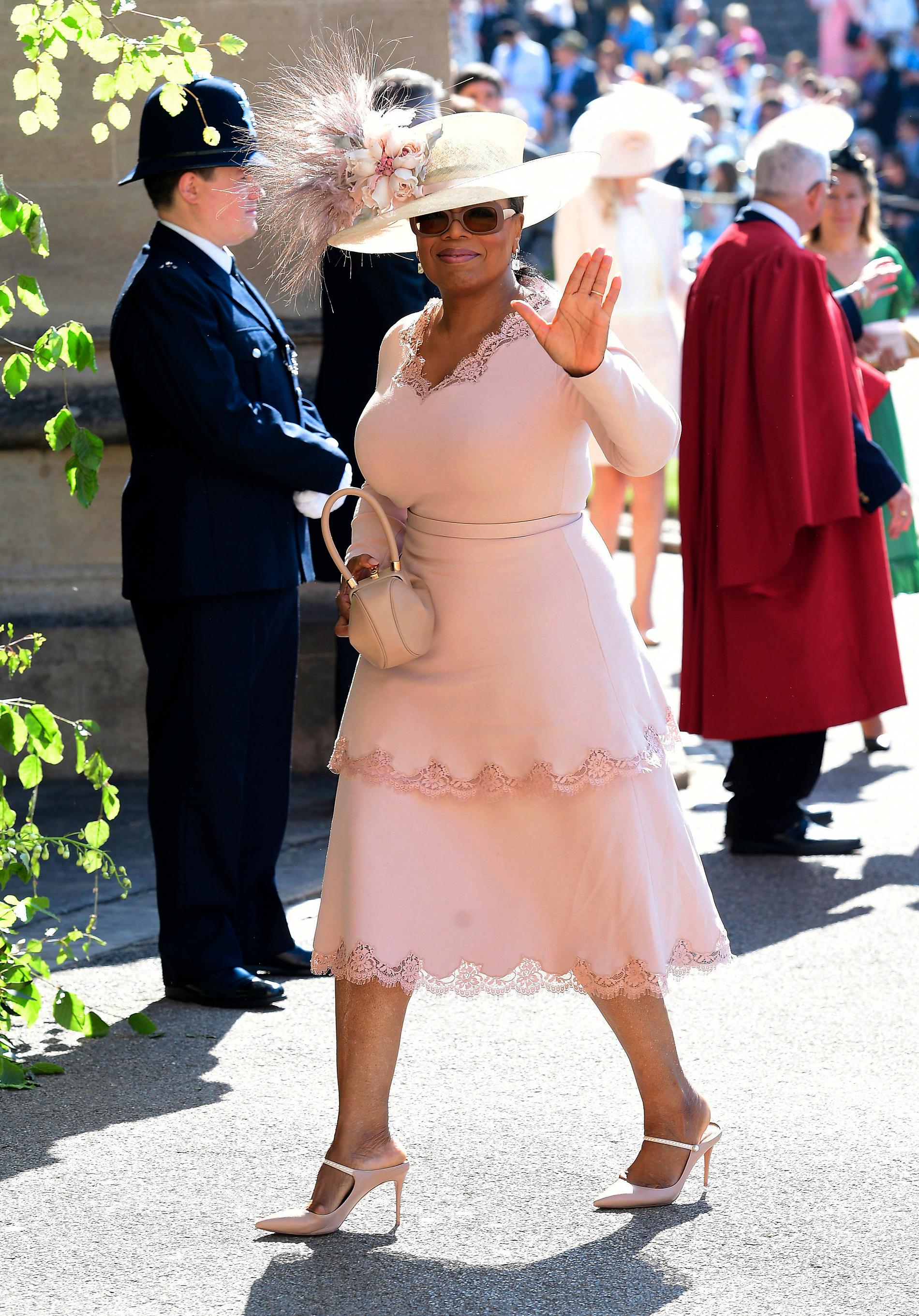Oprah Winfrey som gäst vid Harry och Meghans bröllop 2018.