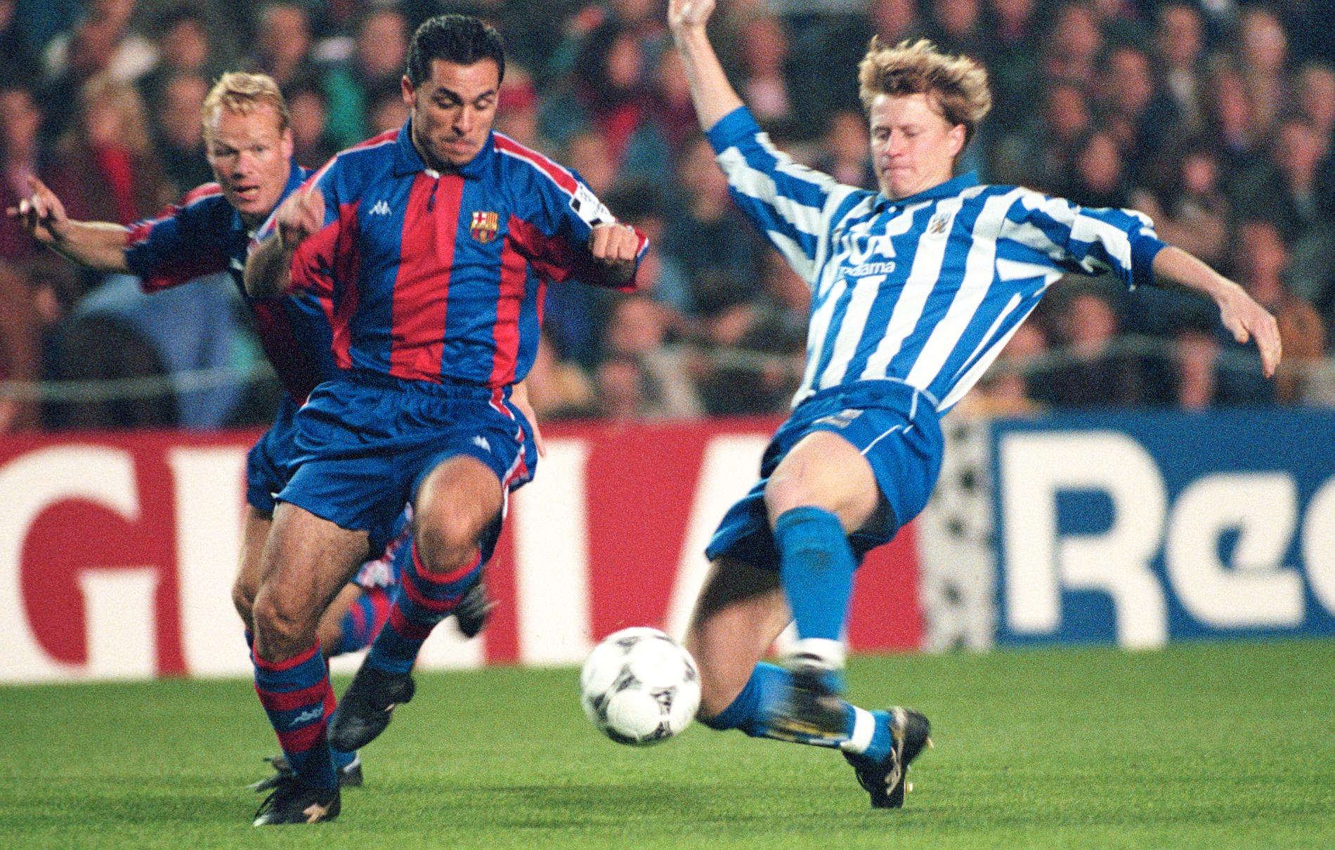 Pettersson i IFK Göteborg under ett möte med Barcelona i Champions League 1994.