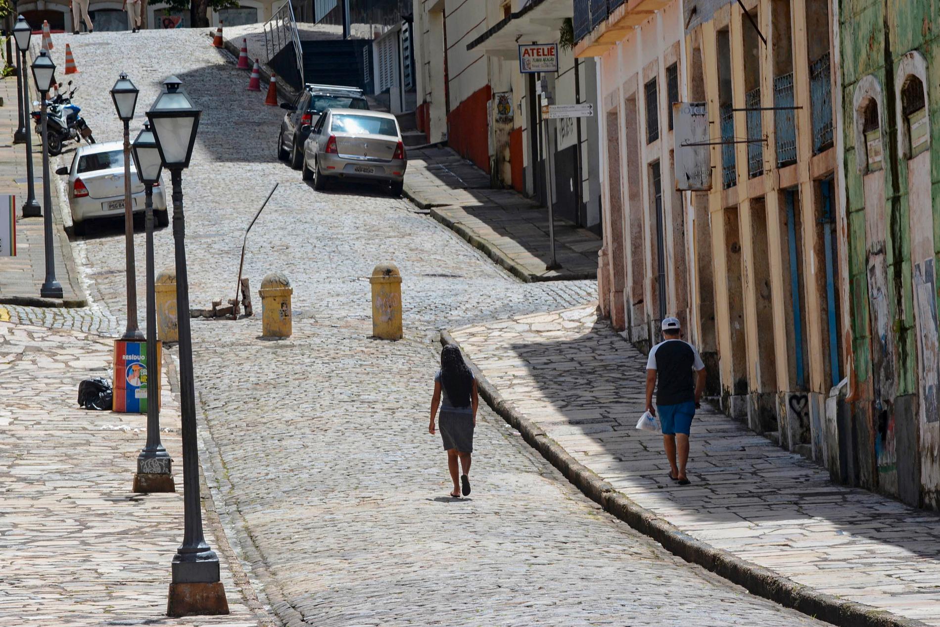 En nästan tom gata i São Luís i tisdags.