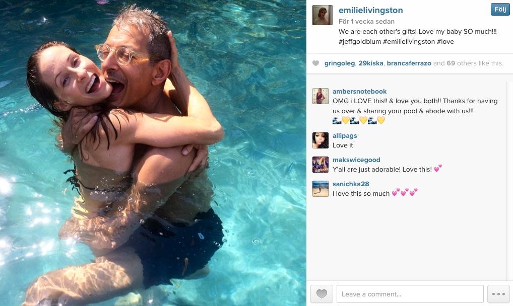 Om man får tro Emilie Livingstons Instagram är hon och Jeff Goldblum väldigt, väldigt kära.