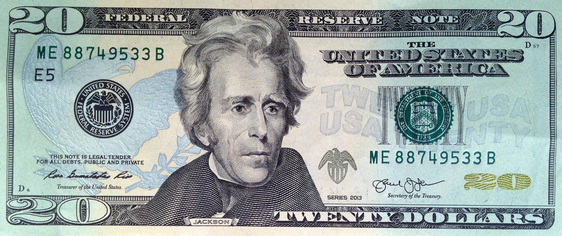 USA:s sjunde president Andrew Jackson, revolutionshjälten som pryder dagens 20-dollarsedel, var själv slavägare. Arkivbild.