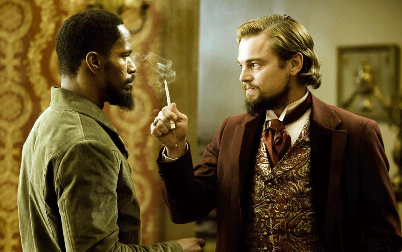 Jamie Foxx som Django och Leonardo DiCaprio som Calvin Candie i filmen Django Unchained.