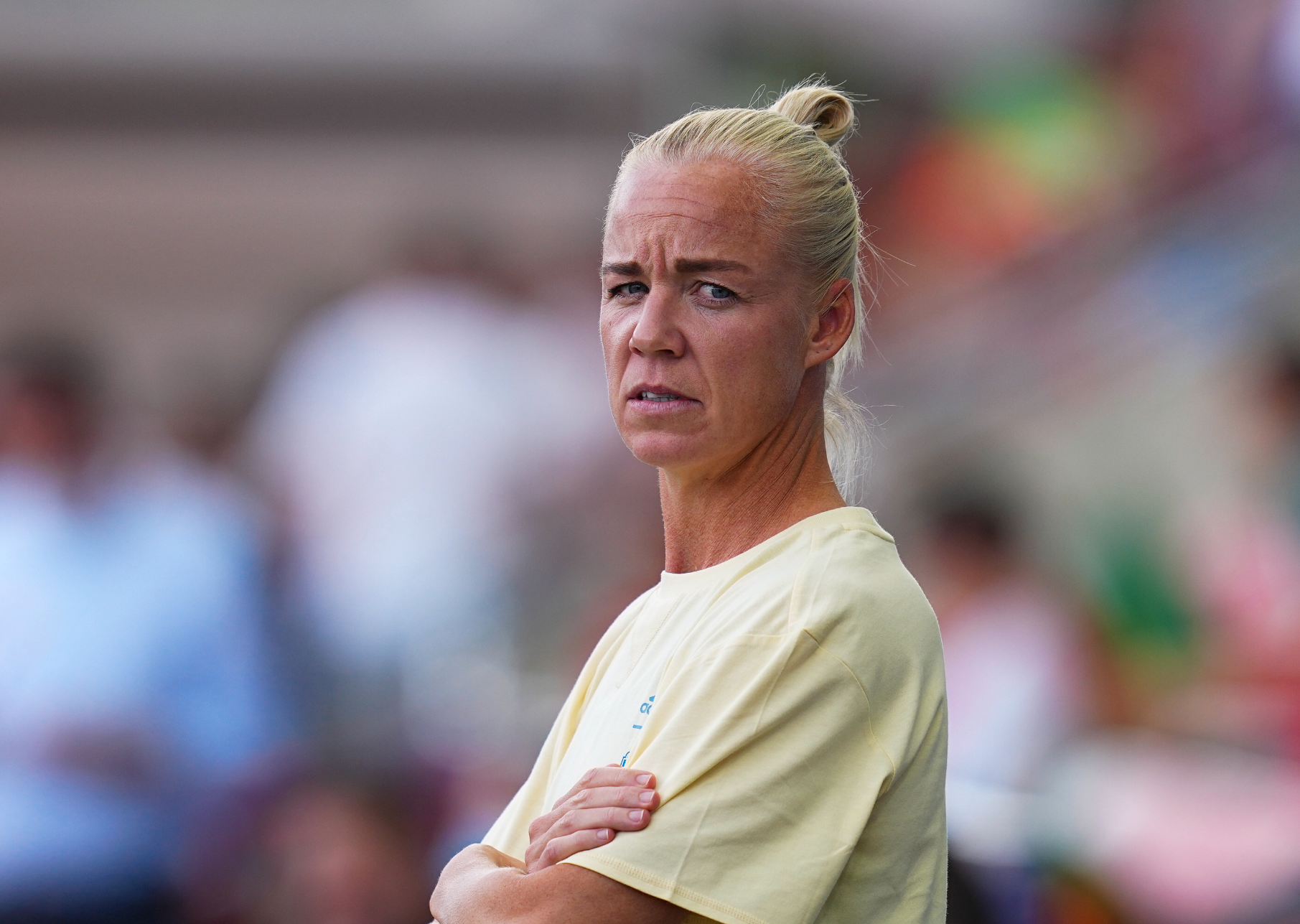 Caroline Seger missade matchen mot Portugal. 