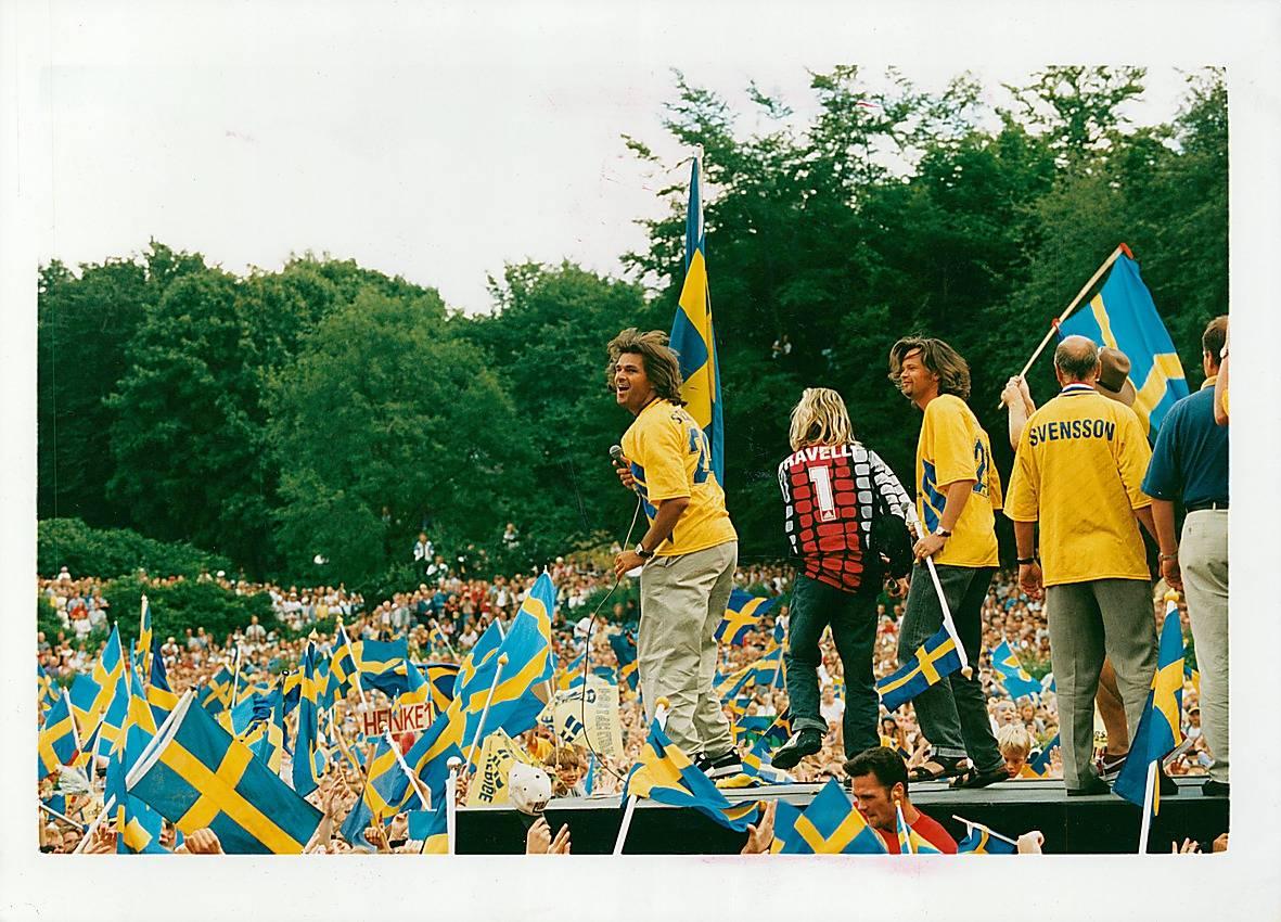 GES på scen när svenska fotbollslandslaget kom hem efter VM -94.