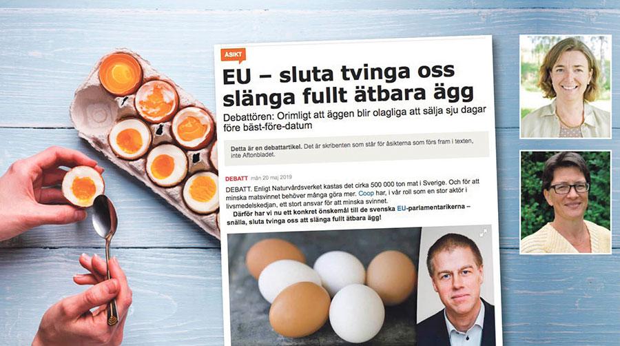 Lagstiftningen är anpassad efter länder med förekomst av salmonella. Men lagstiftningen är irrelevant för oss eftersom svenskproducerade ägg är salmonellafria, skriver Marie Lönneskog Hogstadius och Lovén Persson.