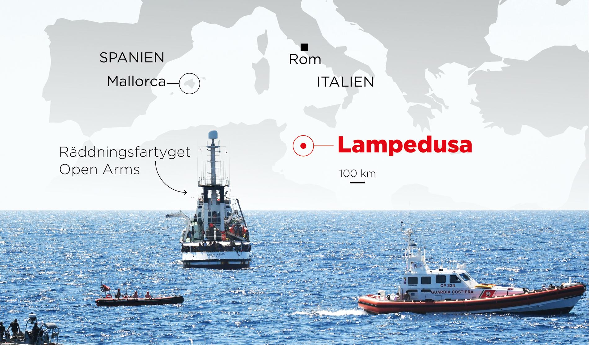 Open Arms har beordrats att lägga till på Lampedusa.