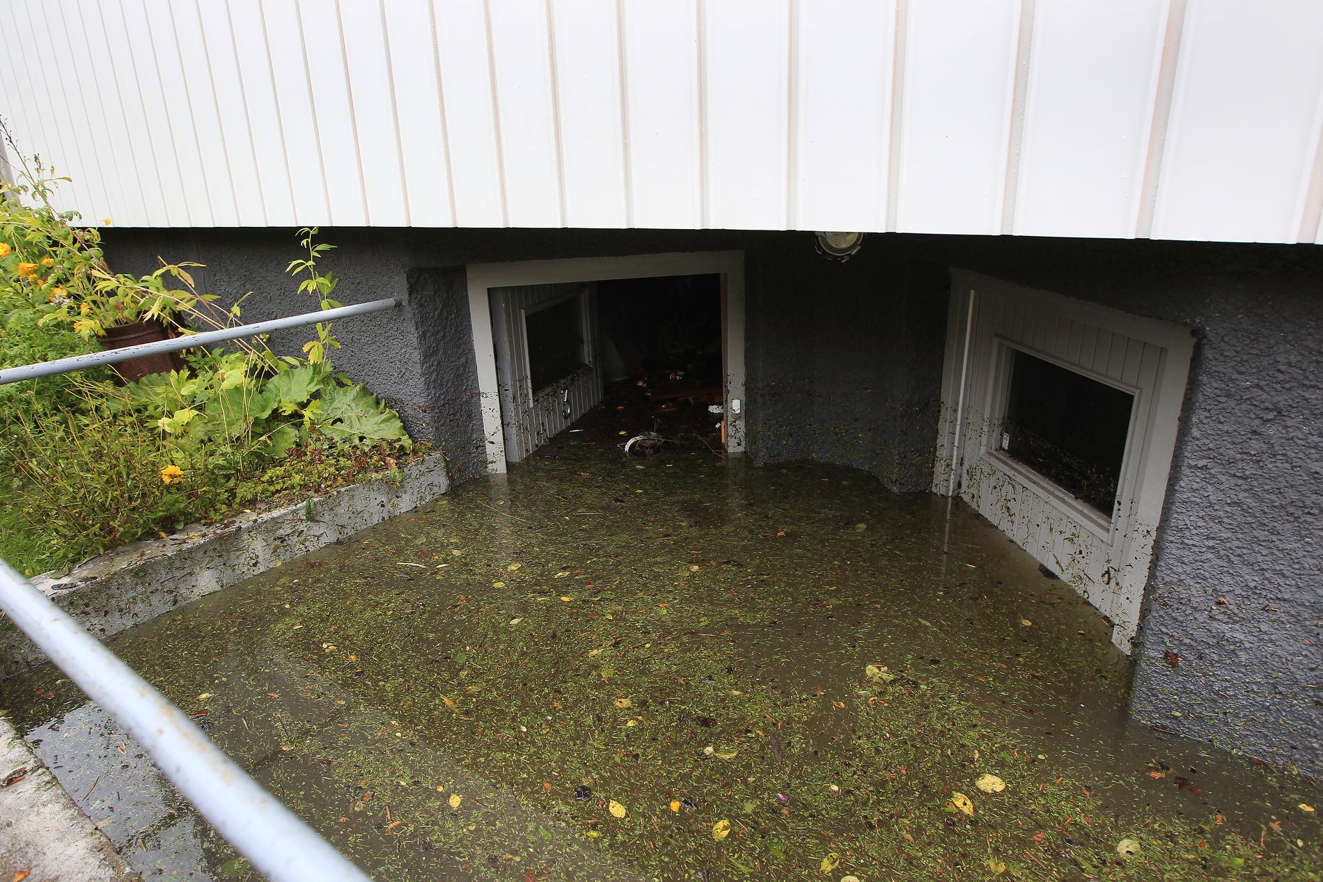 En en av många översvämmade källare efter skyfallen i Gävle 2021.