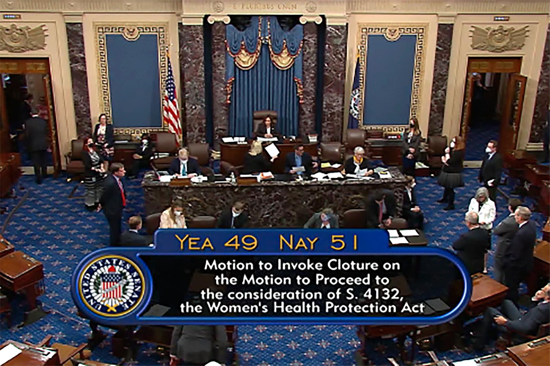 Skärmdump tagen från Senate TV vid omröstningen. 