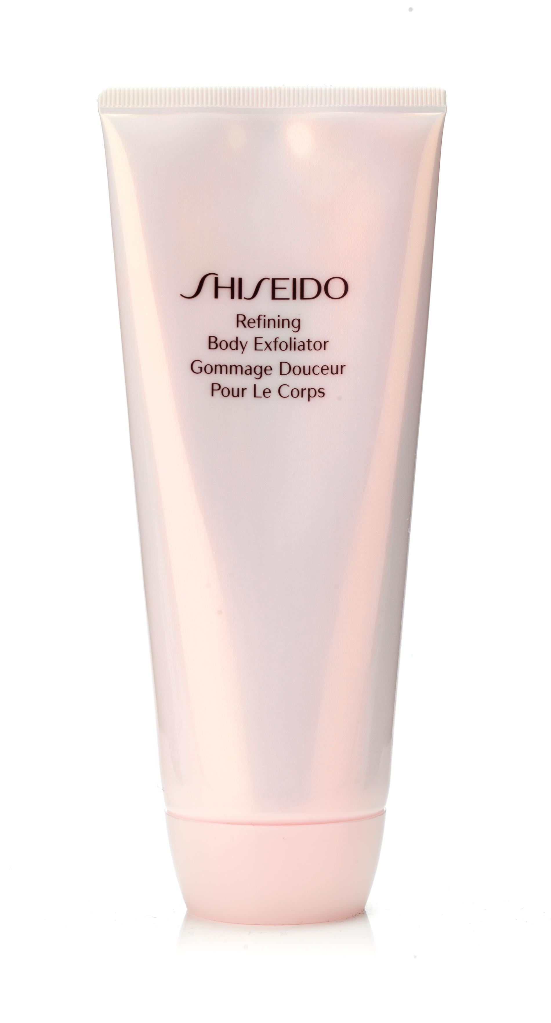 5”Refining body 
exfoliator”,
425 kronor, Shiseido.
Rosafärgad, fyllig och dryg peelingkräm fullproppad med små, synnerligen envetna skrubbkorn. Lämnar huden 
silkeslen med en sval, pudrig känsla och ganska stark doft av parfym.