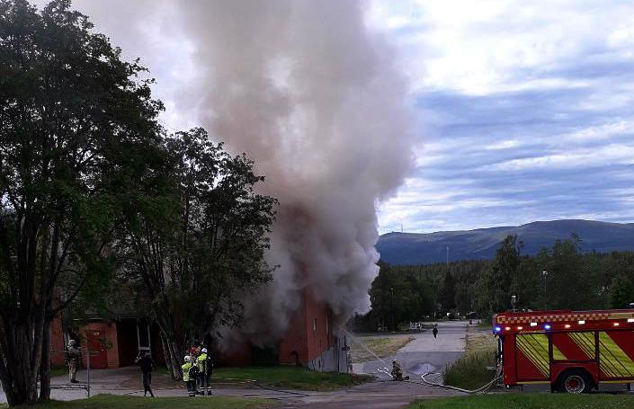 Brand i bostadshus i Malmberget.