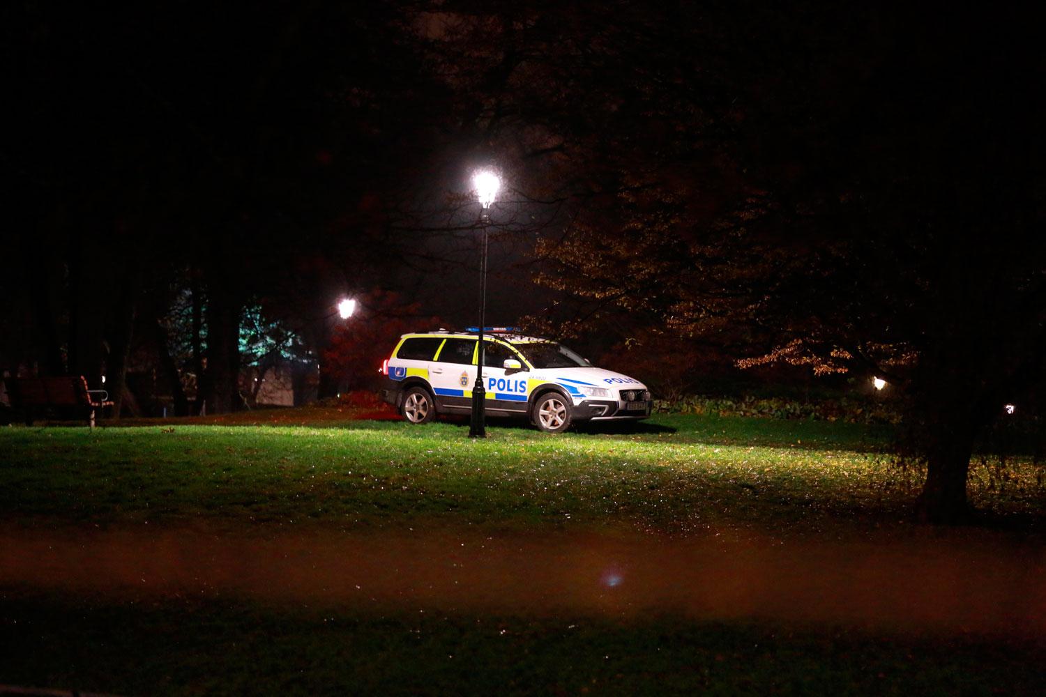 Polis på plats i Vasaparken i Västerås.