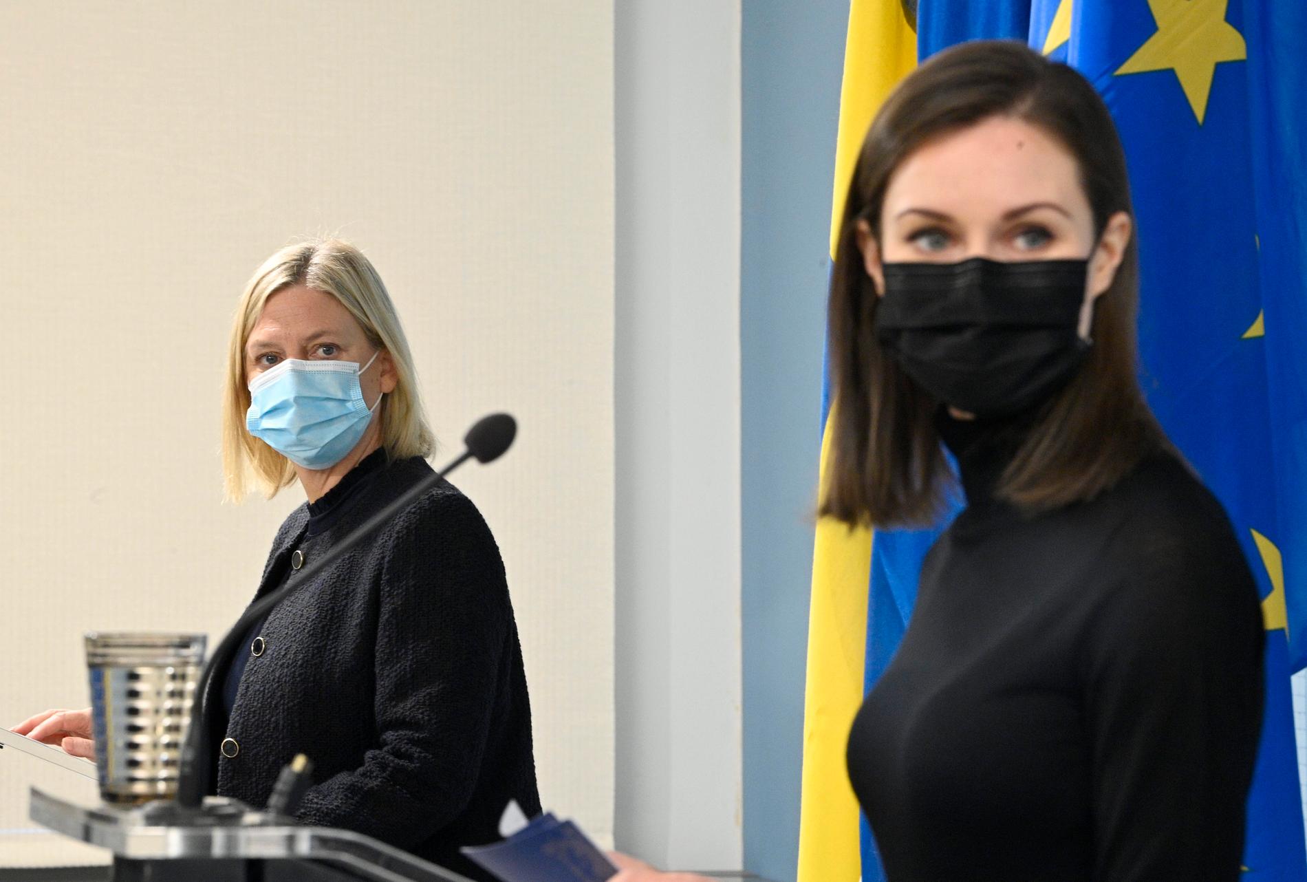 Statsminister Magdalena Andersson på besök hos Finlands Sanna Marin. Arkivfoto.