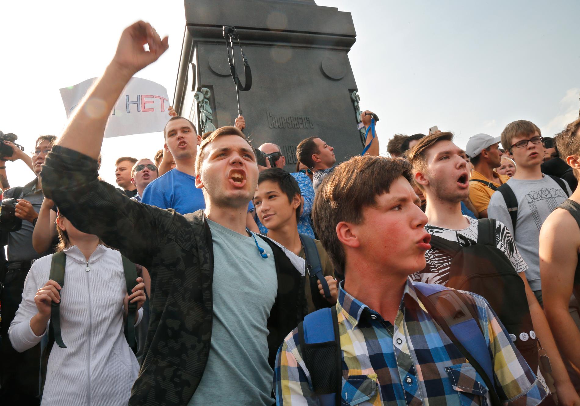 Demonstration i centrala Moskva mot ny pensionsålder.