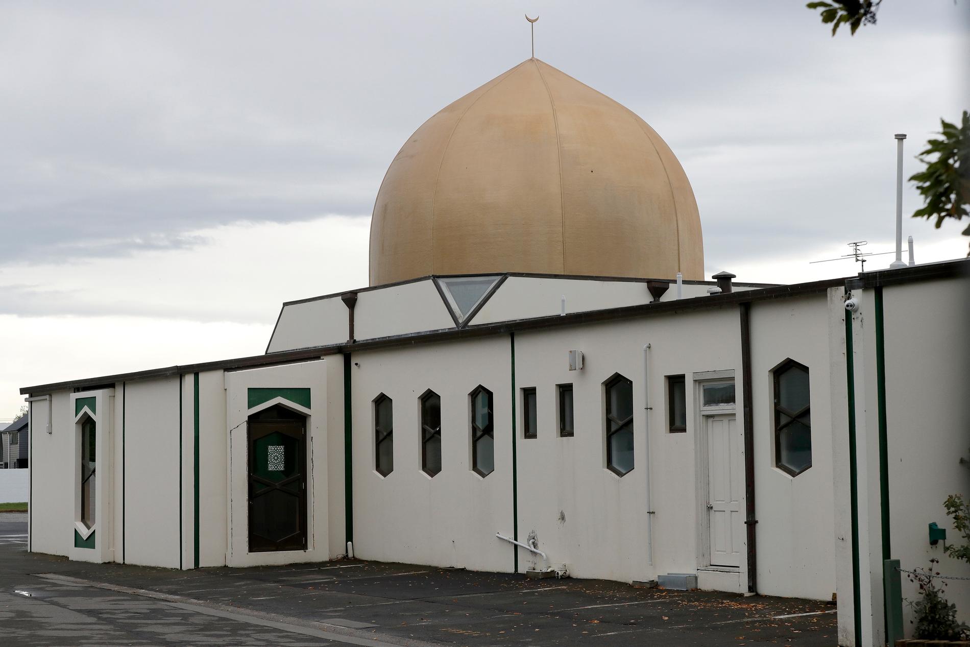 Al Noor-moskén i centrala Christchurch var ett av målen vid attackerna den 15 mars. Arkivbild.