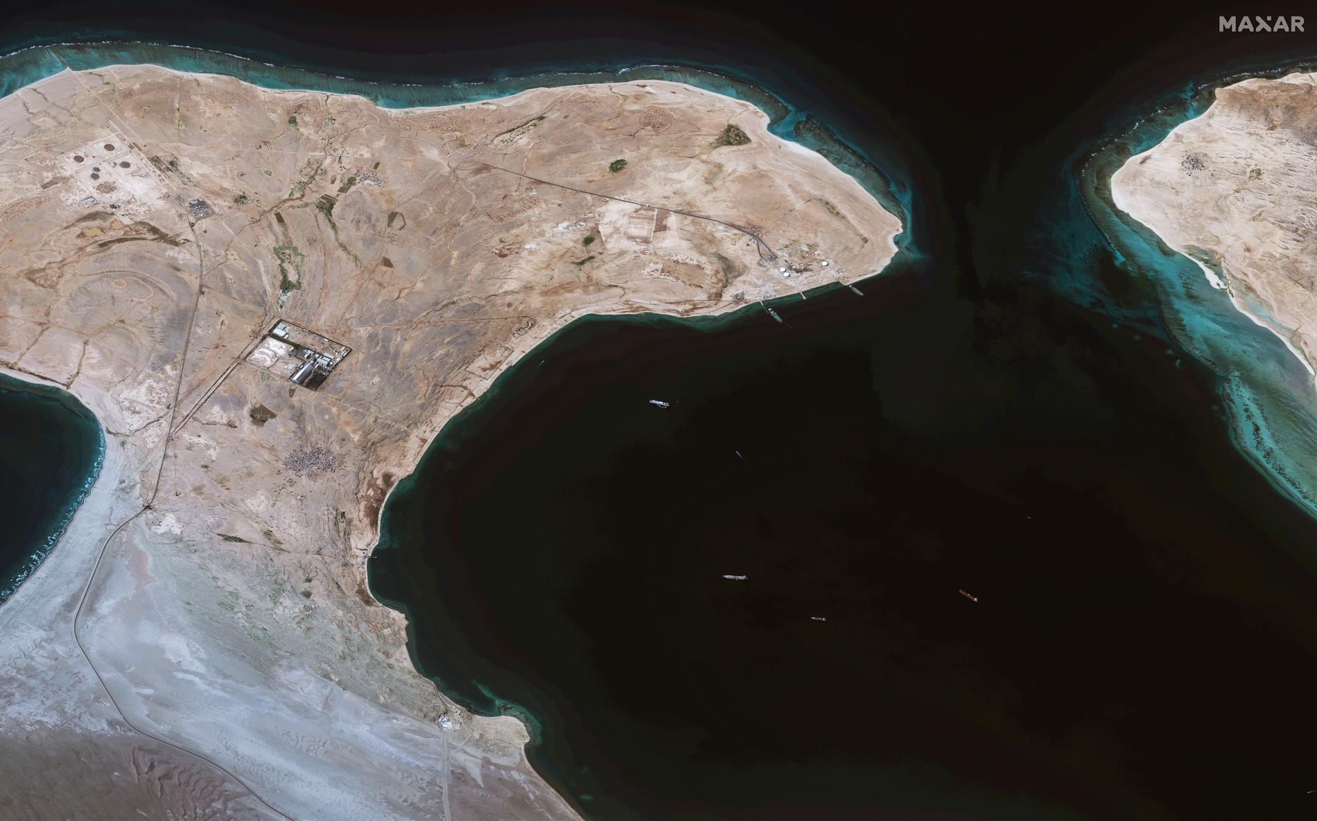 Satellitbild från Röda havet och Jemens kust.