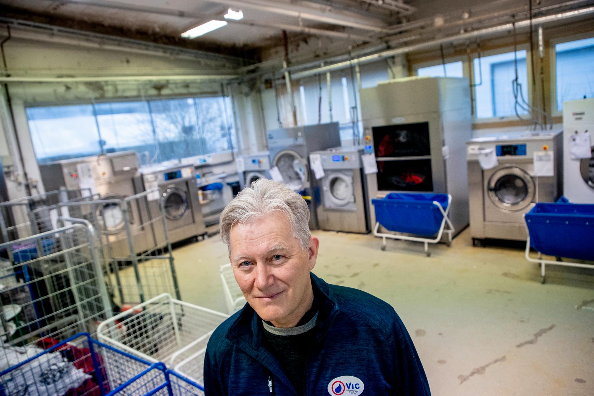 Tor-Björn Angin, vice ordförande i Sveriges tvätteriförbund och kemtvättsägare.