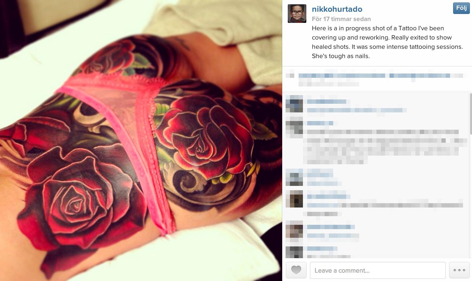 Tatueraren Nikko Hurtado la upp en bild på Charyl Coles nya tatuering.