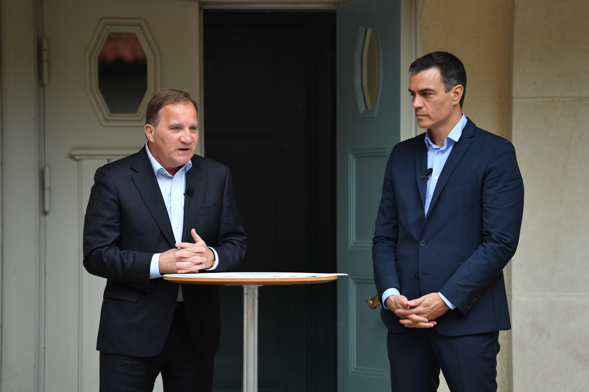 Pressträff med statsminister Stefan Löfven och Spaniens premiärminister Pedro Sánchez.