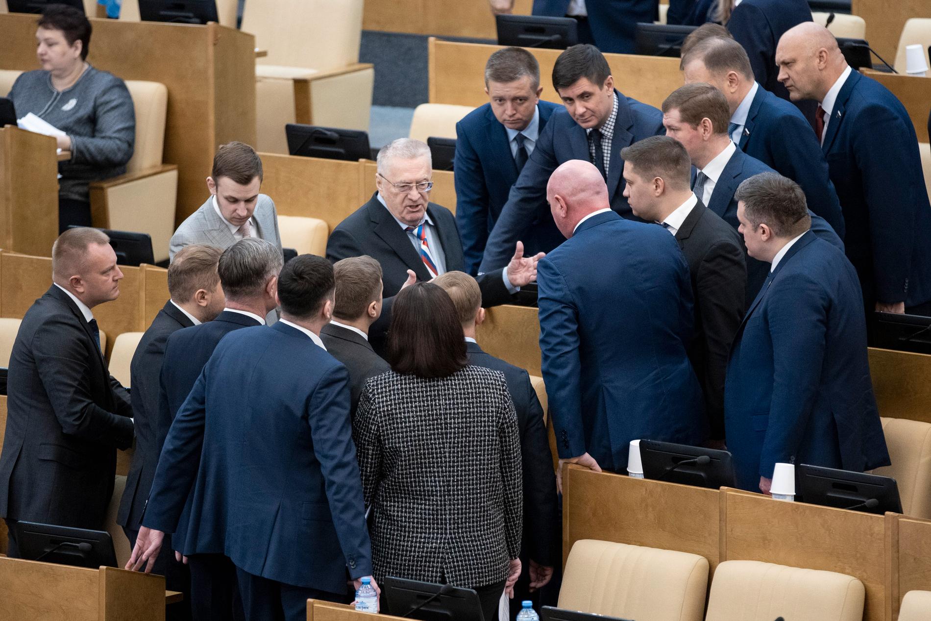 Överläggningar i samband med torsdagens omröstning i det ryska underhuset duman.