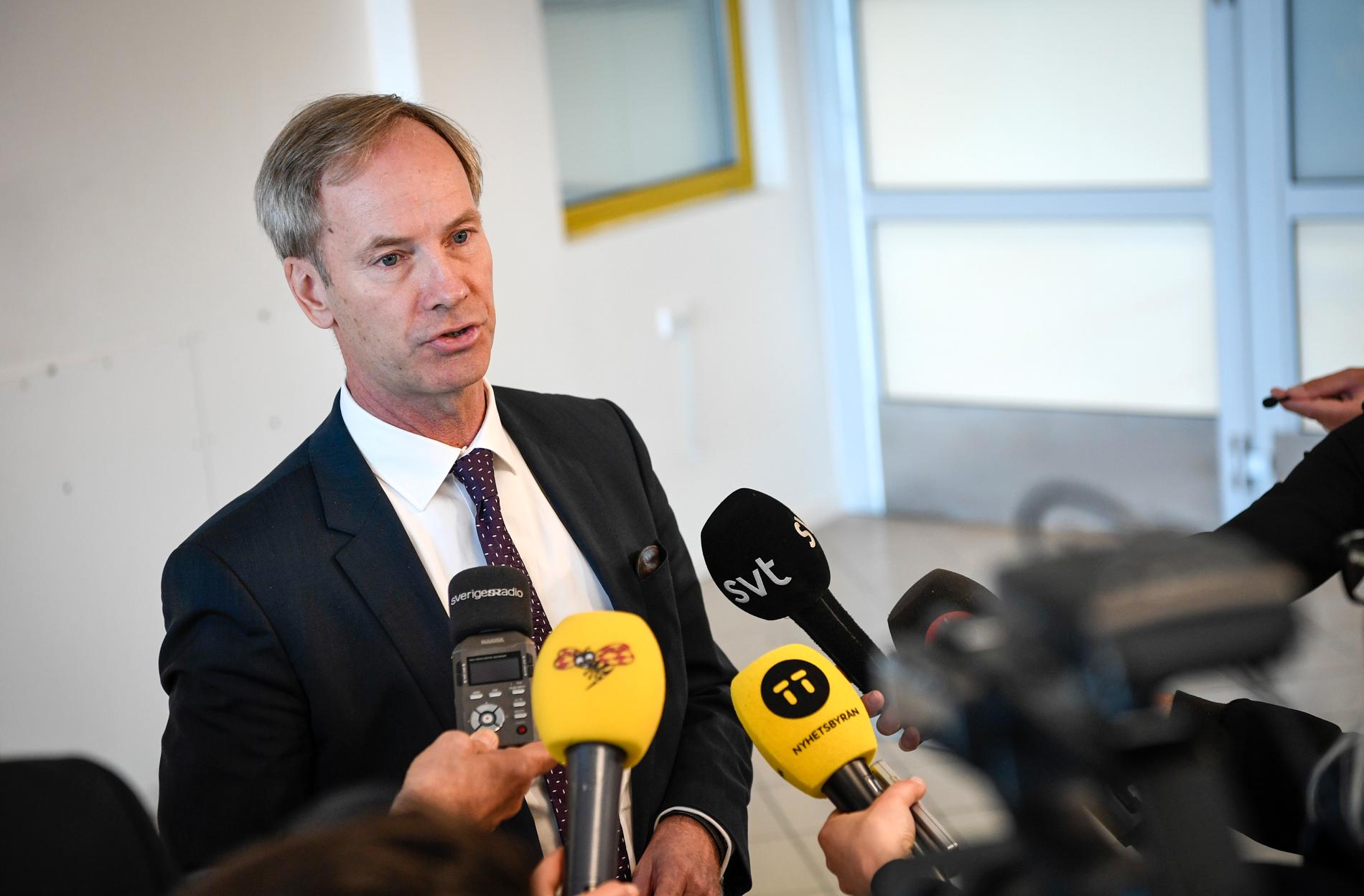 Sveriges FN-ambassadör Olof Skoog höll en pressträff på Sturup flygplats efter säkerhetsrådets möte på Dag Hammarskjölds Backåkra i Skåne i helgen.