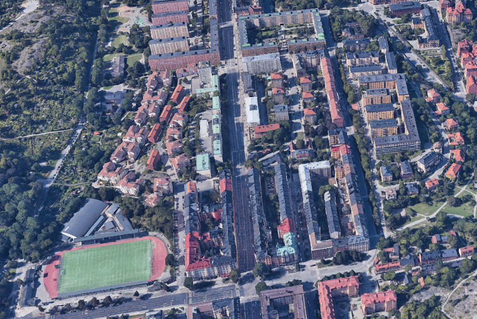 Bild över Södermalm i Stockholm där gripandet skedde. 