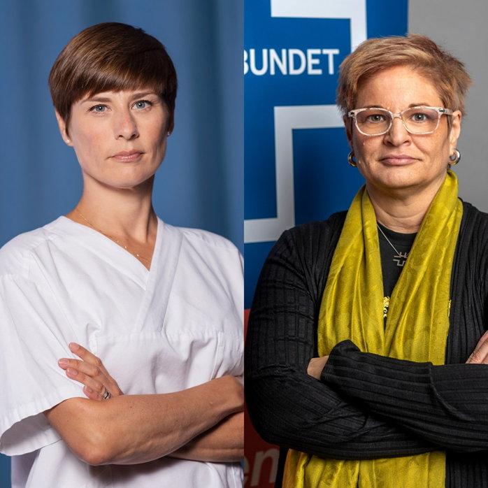 Läkarförbundets ordförande Sofia Rydgren Stale (vänster) och Vårdförbundets ordförande Sineva Ribeiro.
