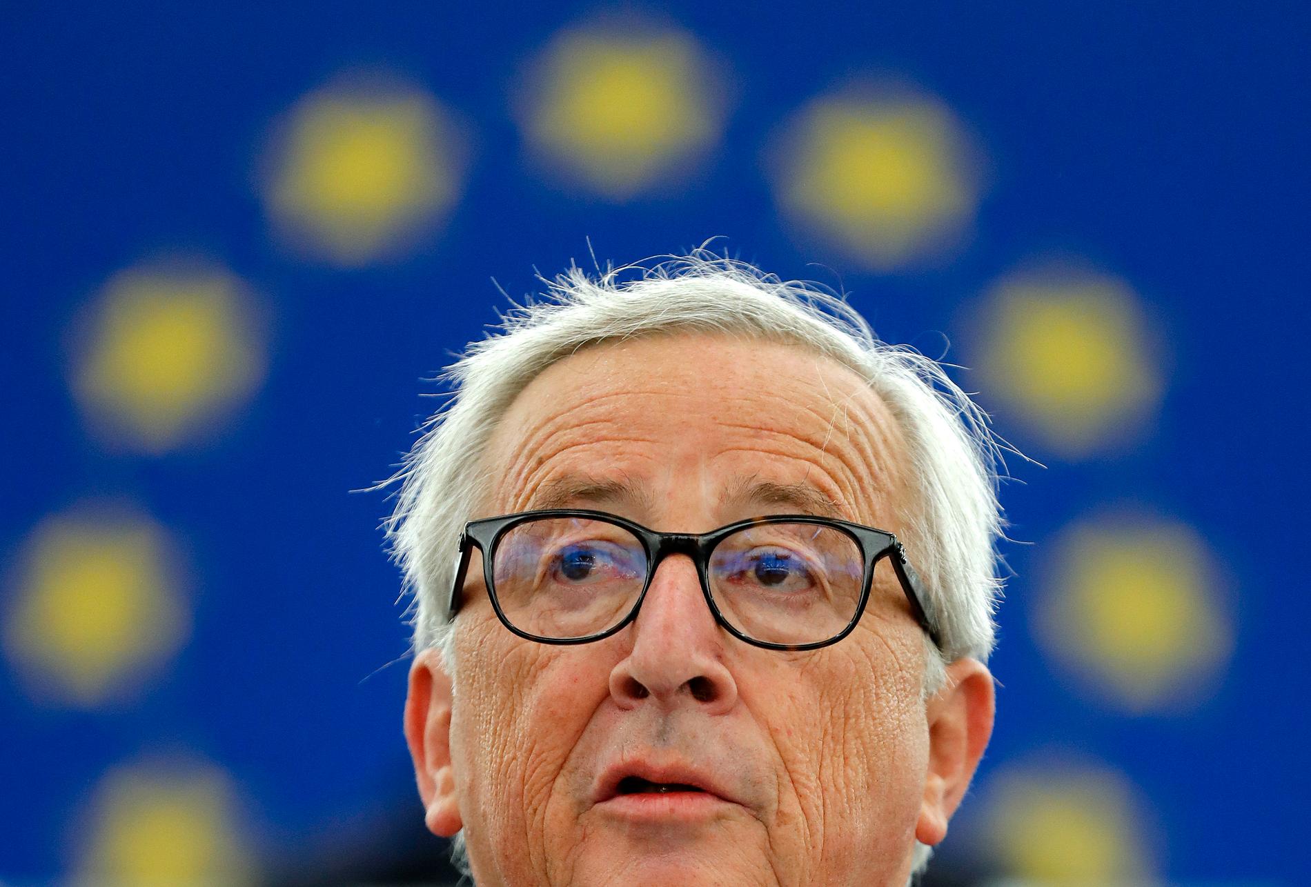 EU-kommissionens ordförande Jean-Claude Juncker talar i EU-parlamentet i franska Strasbourg i september förra året.