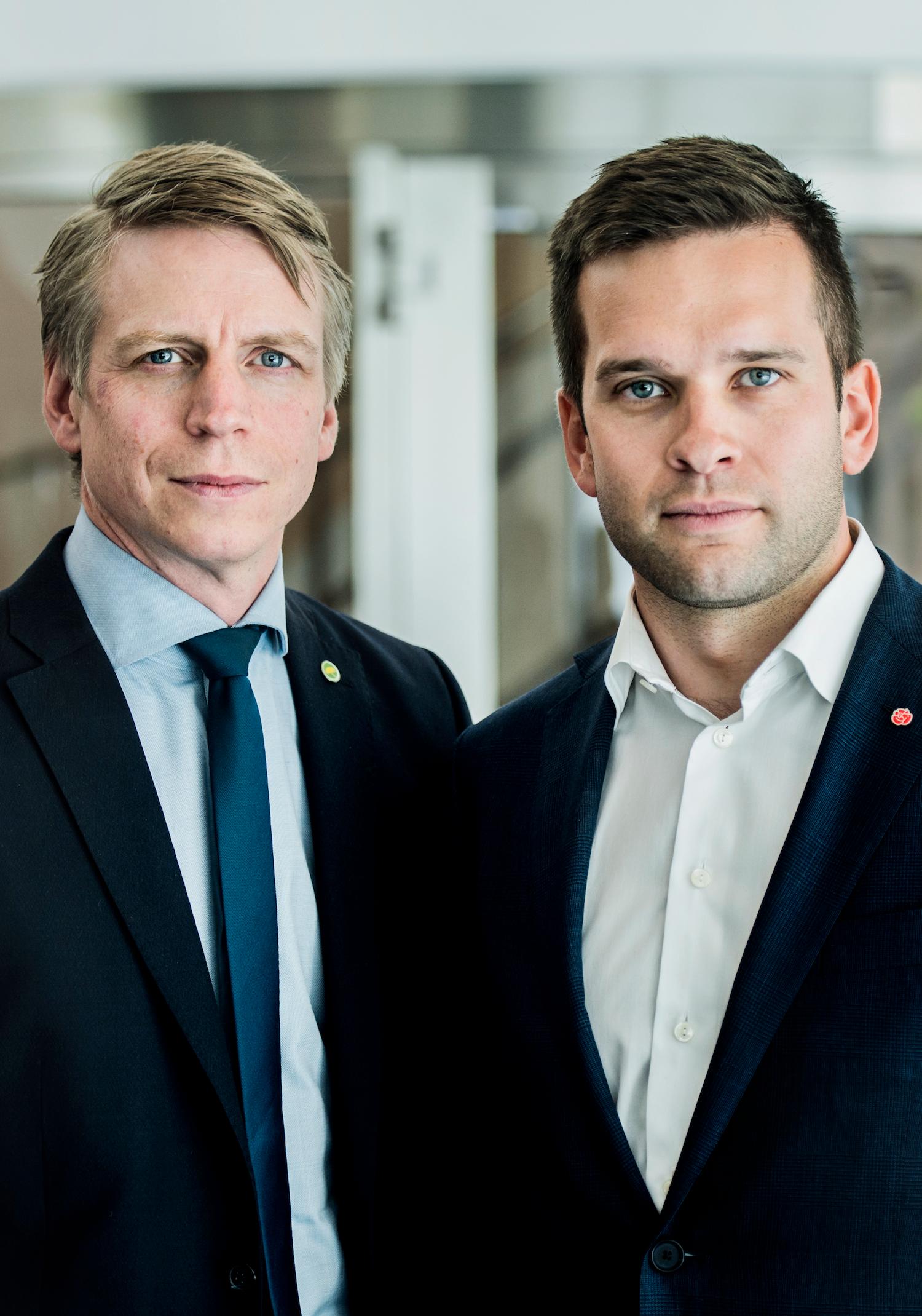 Ministrarna Per Bolund och Gabriel Wikström