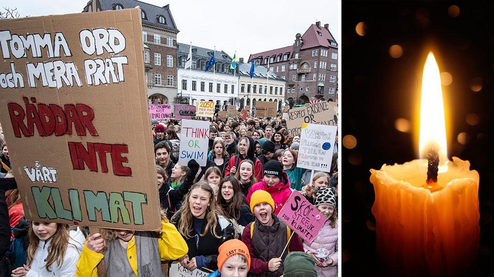 Vi ser nu hur Greta Thunberg, genom att klimatstrejka, visar vägen framåt. Hon visar på betydelsen av att ta den plats som man har rätt till, utan att snällt vänta på den. Det behövs, för arbetet för att ställa om och värna om vår planet är långt ifrån tillräckligt, skriver debattörerna. Personerna på bilden har inget med debattartikeln att göra.