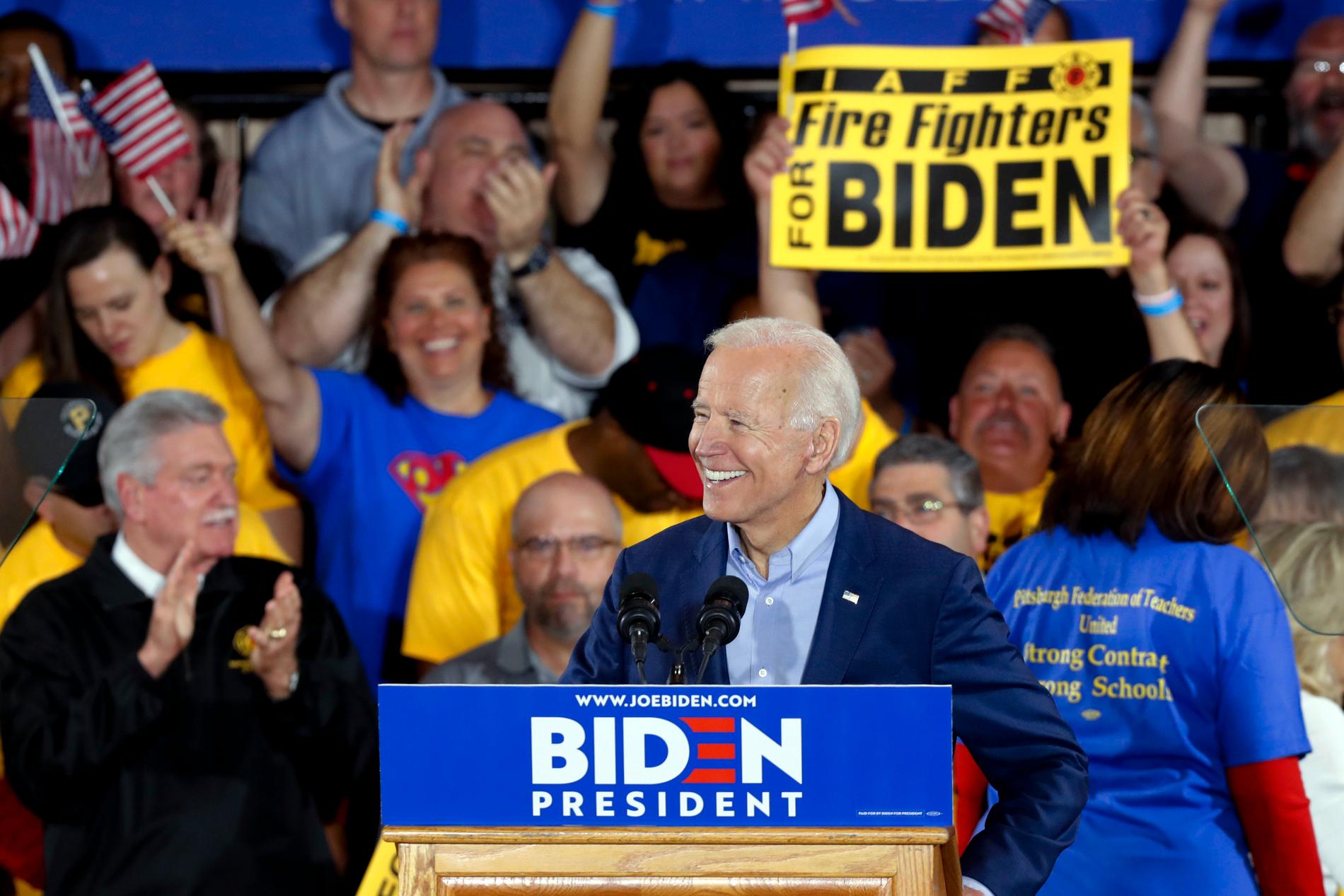 Den demokratiske presidentkandidaten Joe Biden drog i gång sin kampanj i Pittsburgh på ett stort fackligt möte.