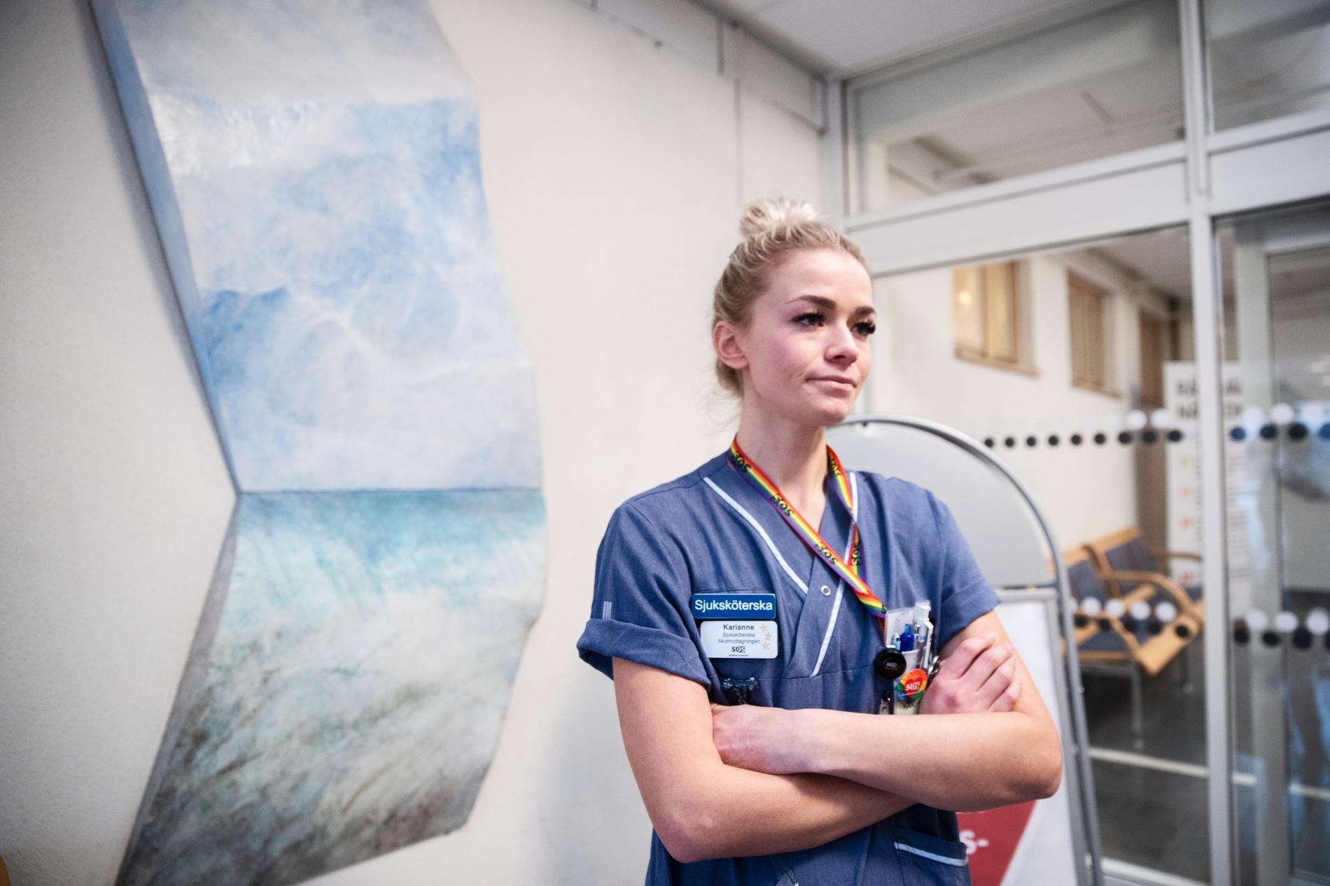Sjuksköterskan Karianne Lavrell arbetar på Södersjukhusets akutmottagning.