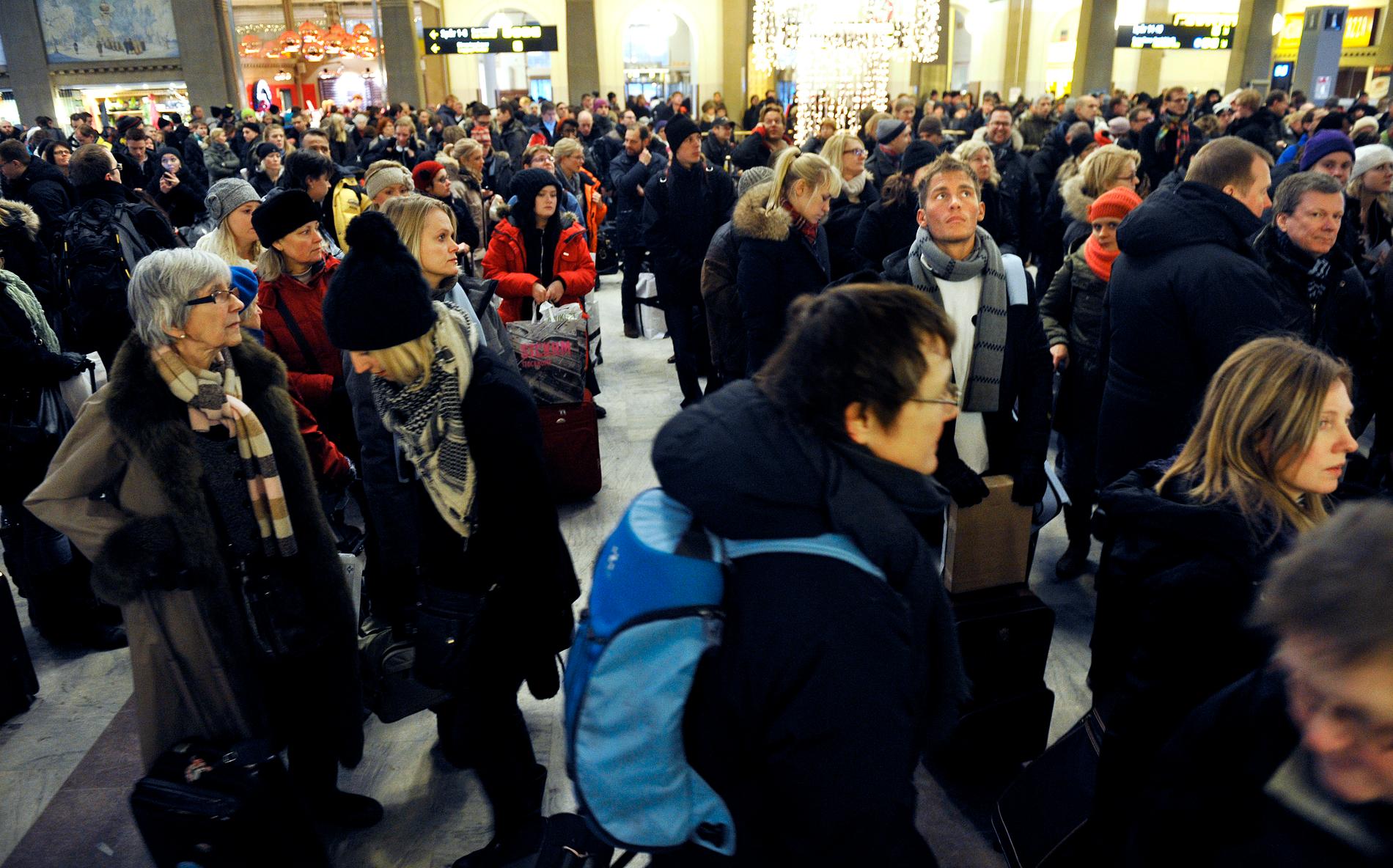 Förseningar på Stockholms centralstation den 23 december 2010.
