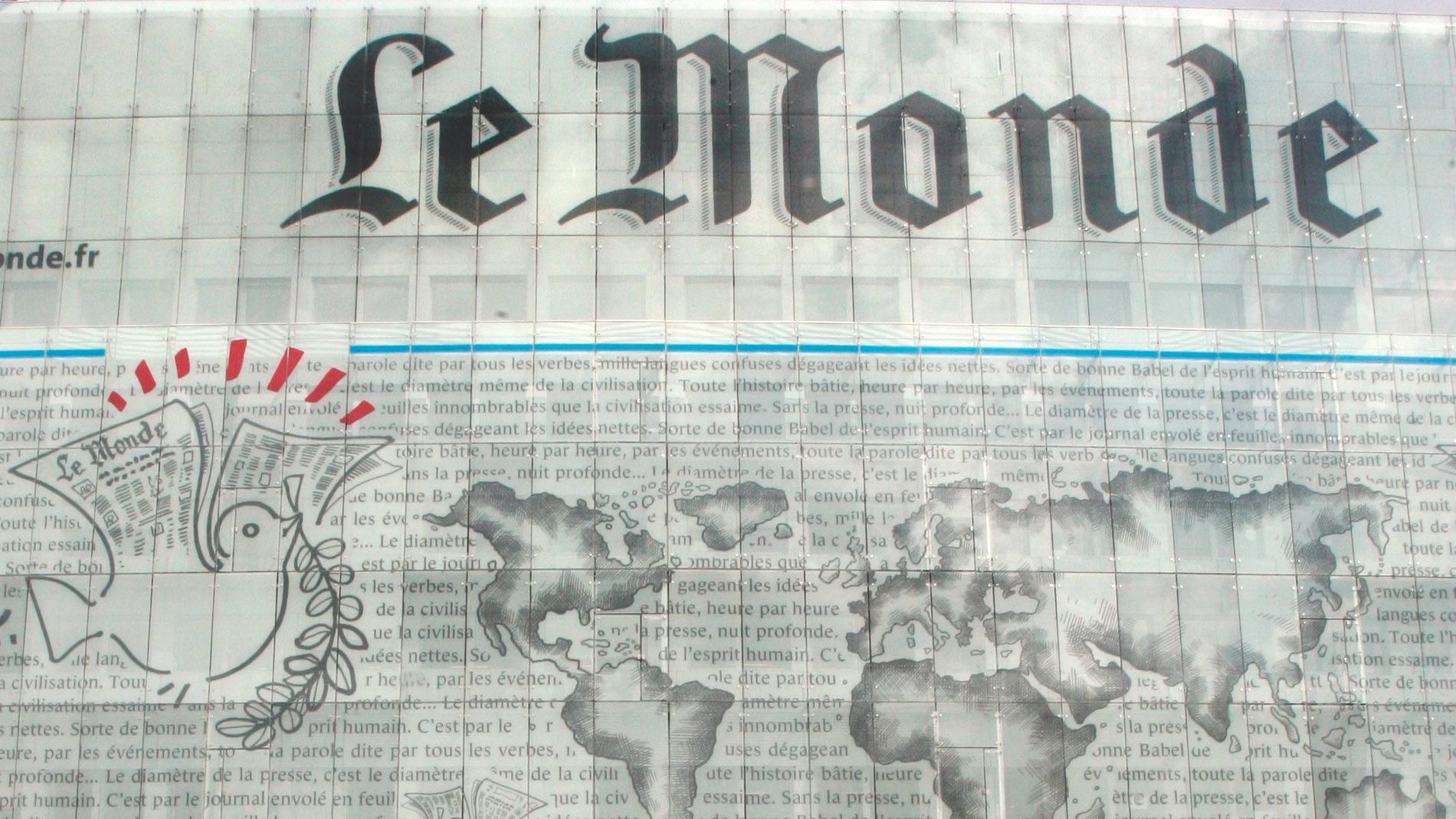 Fasaden på dagstidningen Le Mondes redaktionsbyggnad i Paris. Arkivbild.