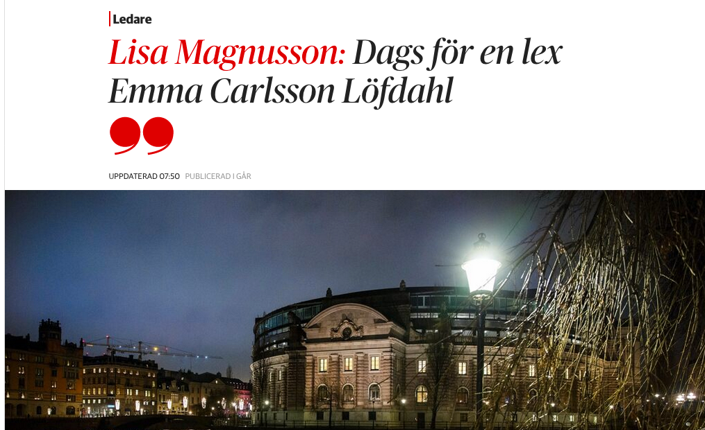Efter Aftonbladets avslöjanden om ledamoten Emma Carlsson Löfdahl vill DN:s ledarskribent Lisa Magnusson stoppa möjligheten för en ledamot att plocka ut arvode utan att arbeta. 